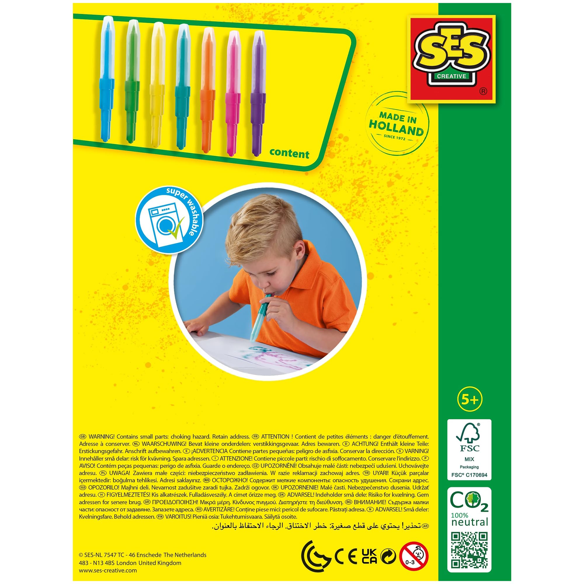 SES Creative Blow Airbrush Pens - Set of 7 Assorted Colours | Washable | Ages 5+ 2