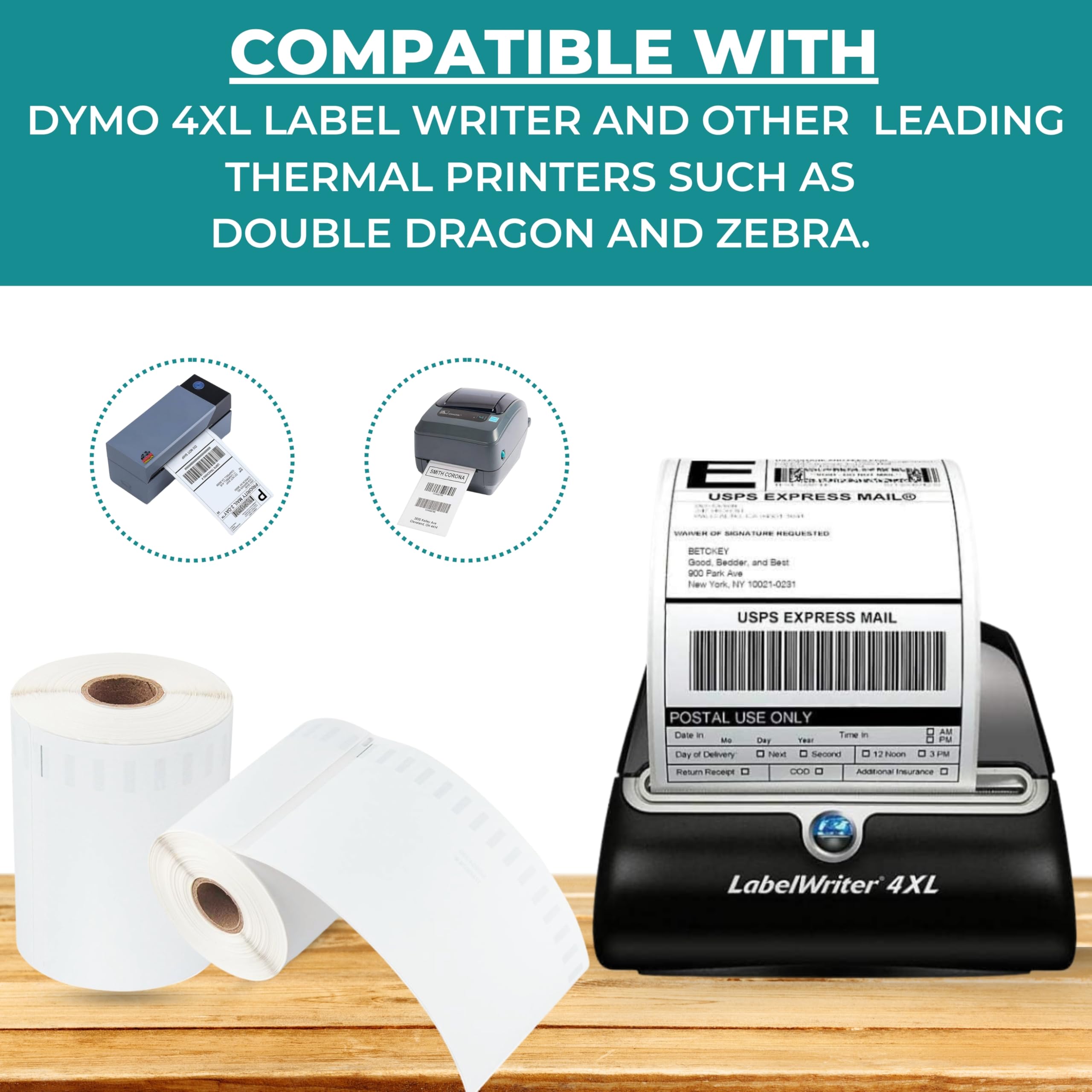 Double Dragon Thermal Shipping Labels - 104mm x 159mm, 220 Labels/Roll, Waterproof & Scratch-Proof | S0904980 2