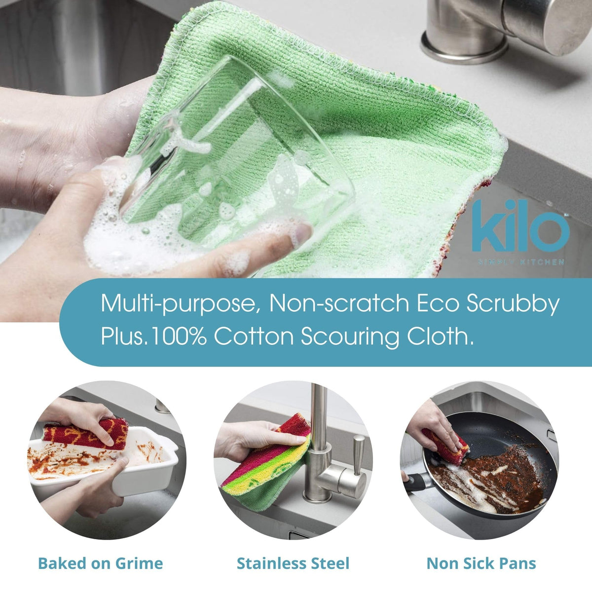 Kilo Scrubby Plus Non-Scratch Scourer - 17 x 14 cm Cotton
