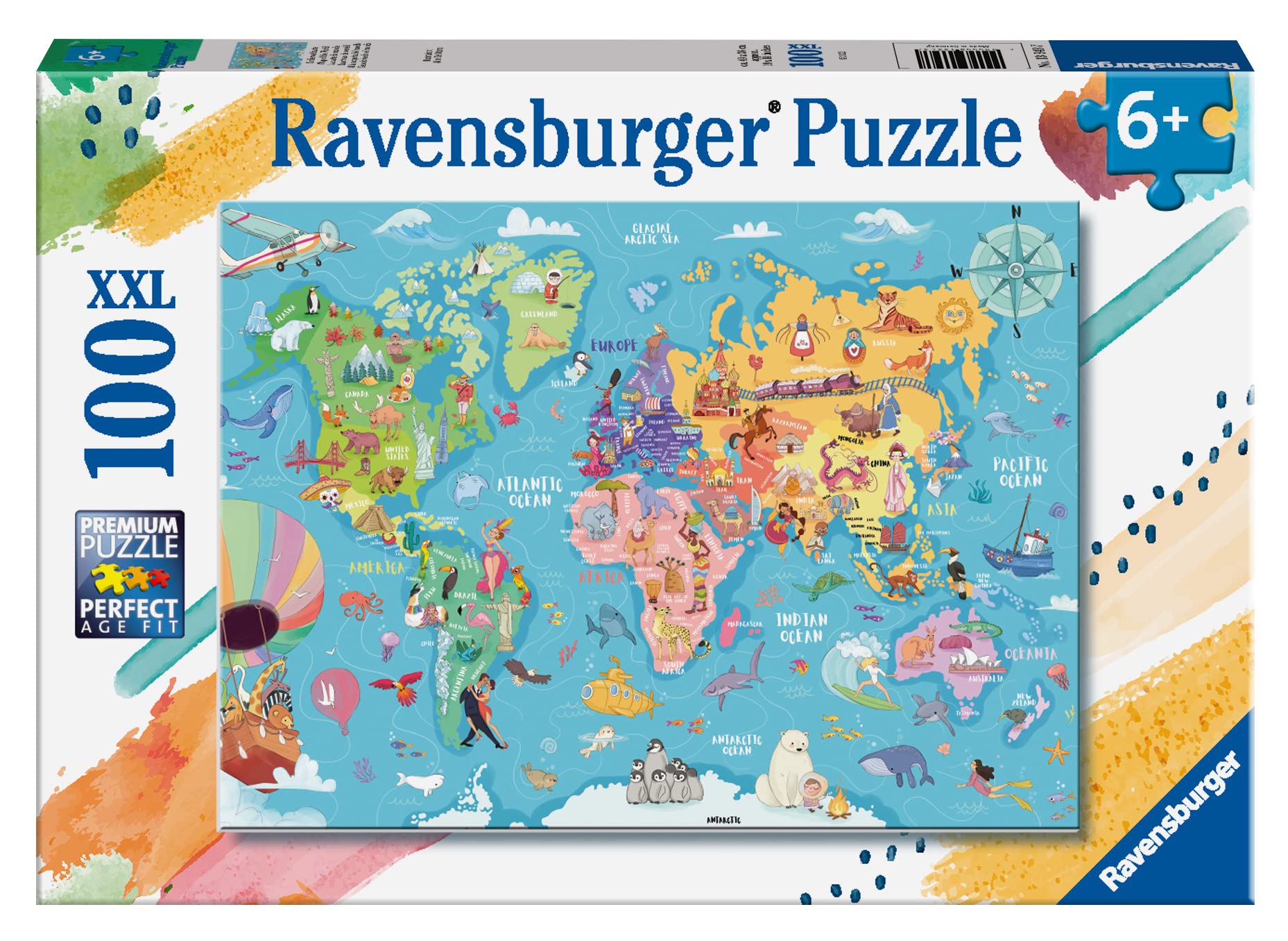 Ravensburger Map of the World Jigsaw Puzzle - 100 Pieces for Ages 6+ | 49x36 cm