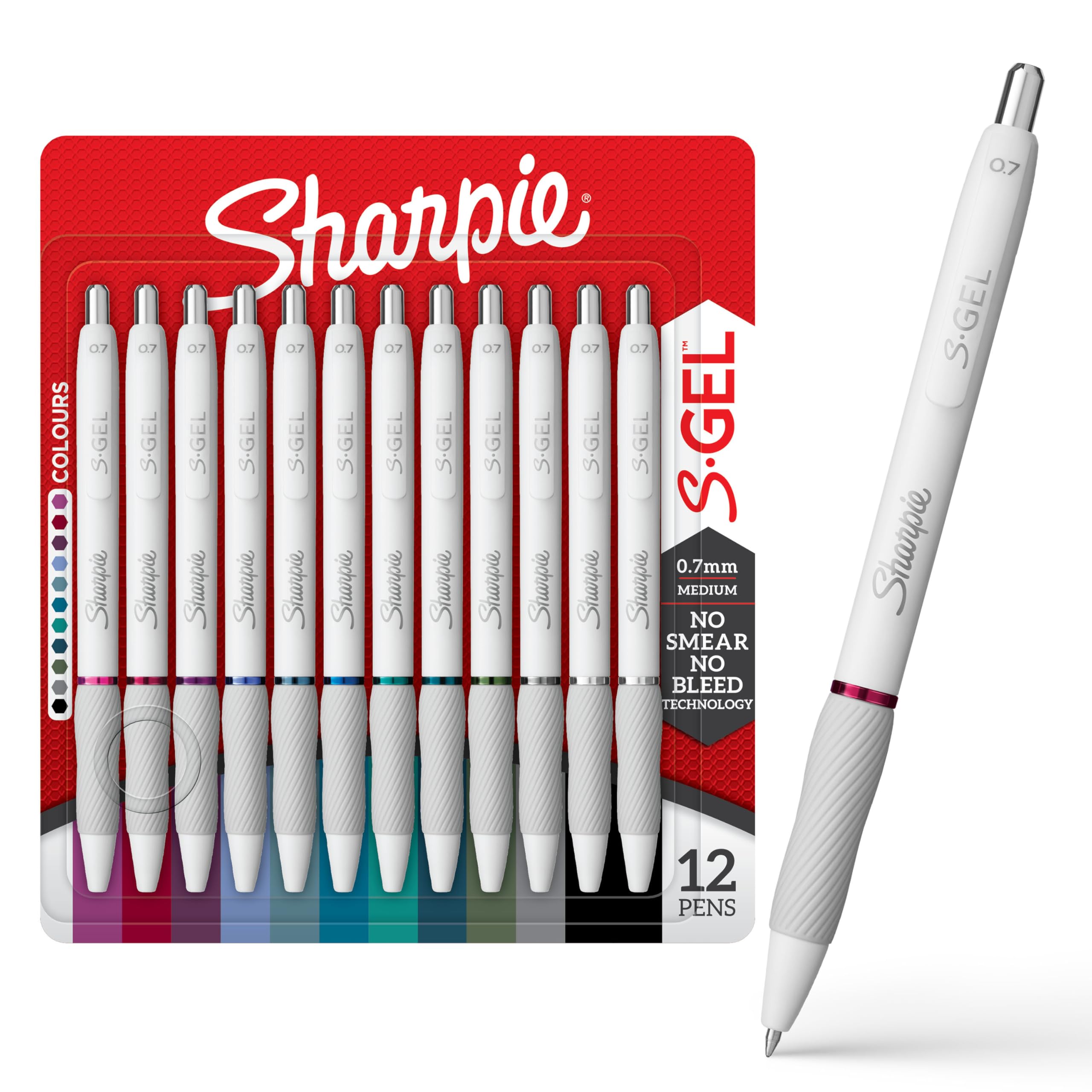 Sharpie S-Gel Gel Pens - Medium Point 0.7mm | No Smear, No Bleed | Pack of 12 Assorted Ink 1