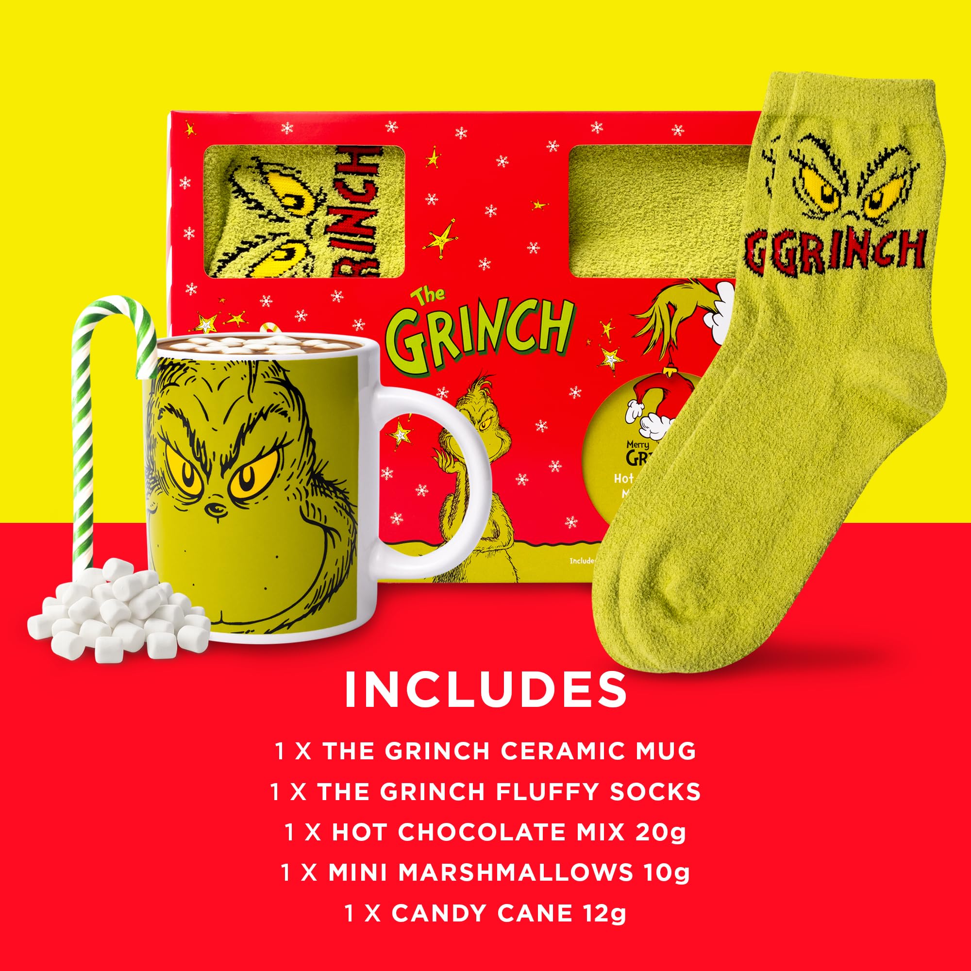 Grinch Hot Chocolate Gift Set with Mug and Socks - Hot Chocolate & Marshmallows 6