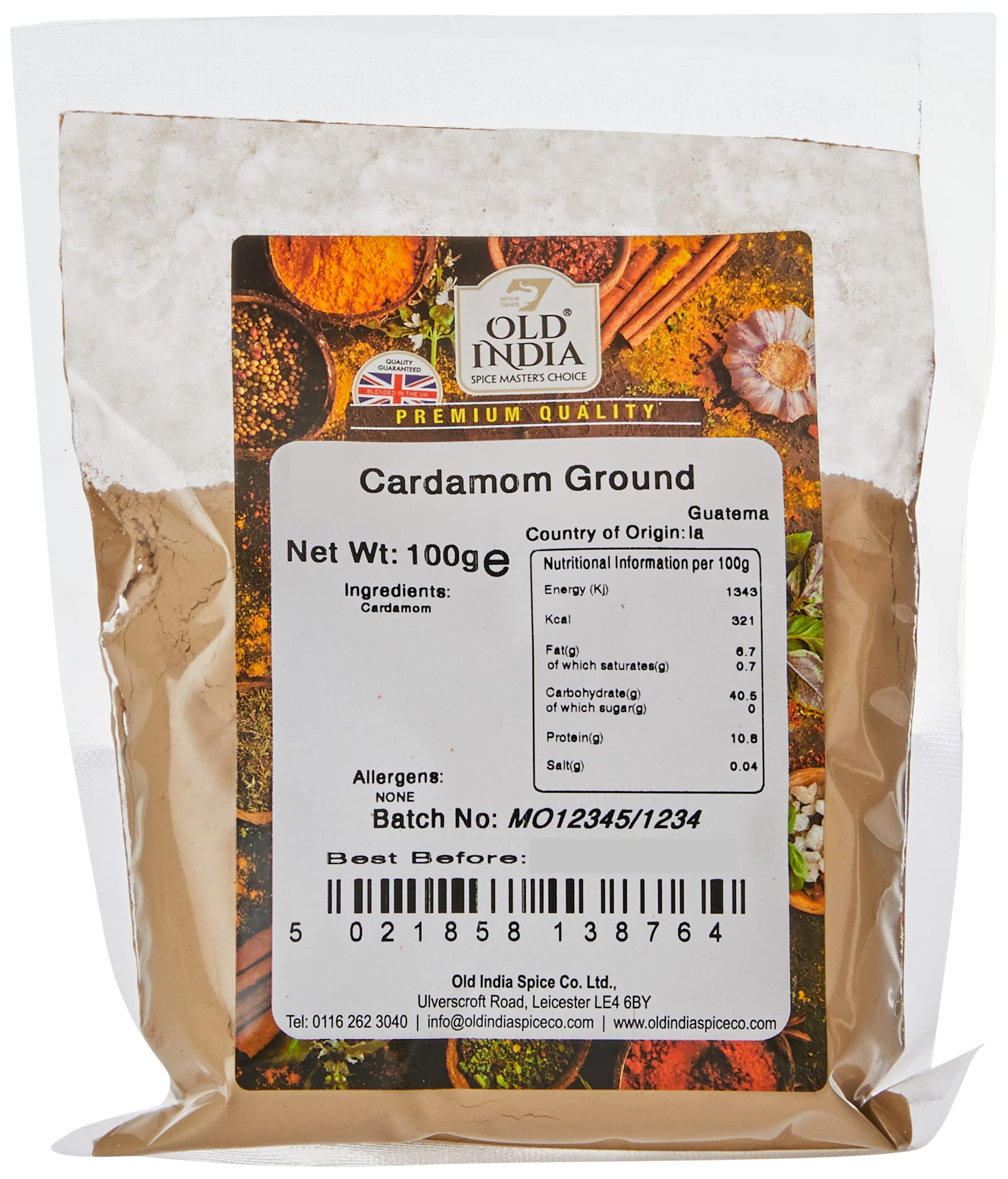 Old India Ground Cardamom Powder - 100g Natural & Additive Free Spice