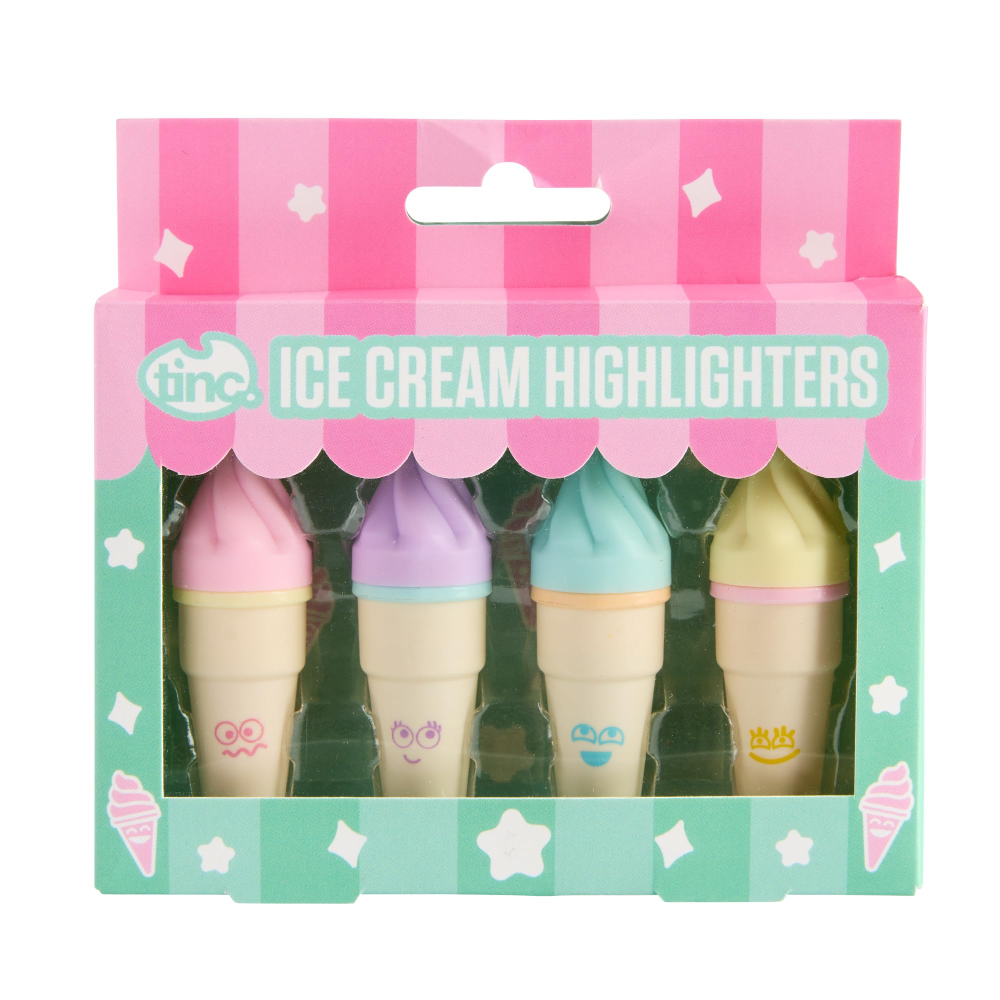 Tinc Ice Cream Shaped Coloured Highlighter Pens - Pastel Highlighters for School & Home