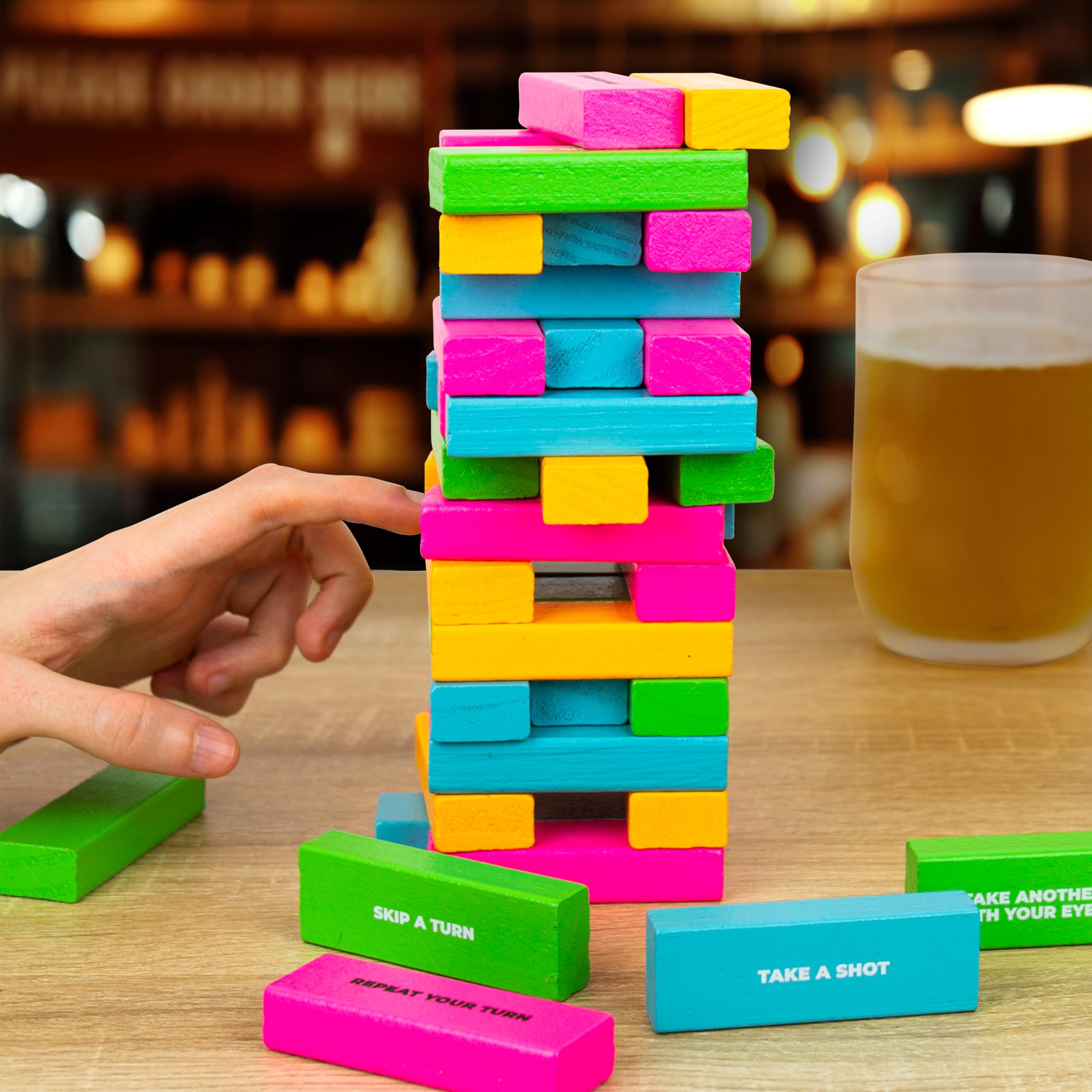 Gift Republic Tipsy Topple Tower Drinking Game - 48 Wooden Blocks | Adult Party Game 3