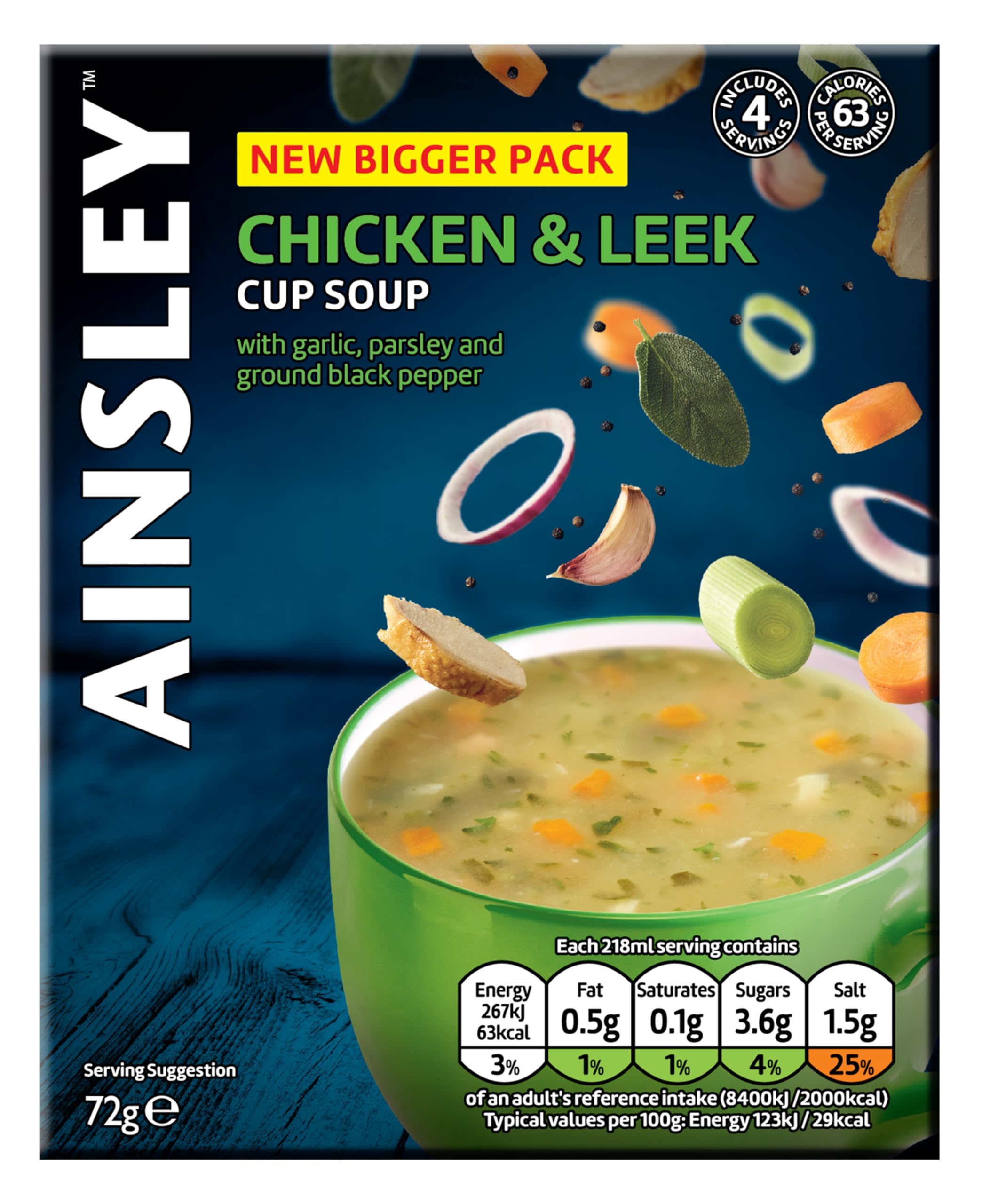 Ainsley Harriott Chicken & Leek Cup Soup - Instant Soup Mix, 8-Pack (4 Servings Each) 1
