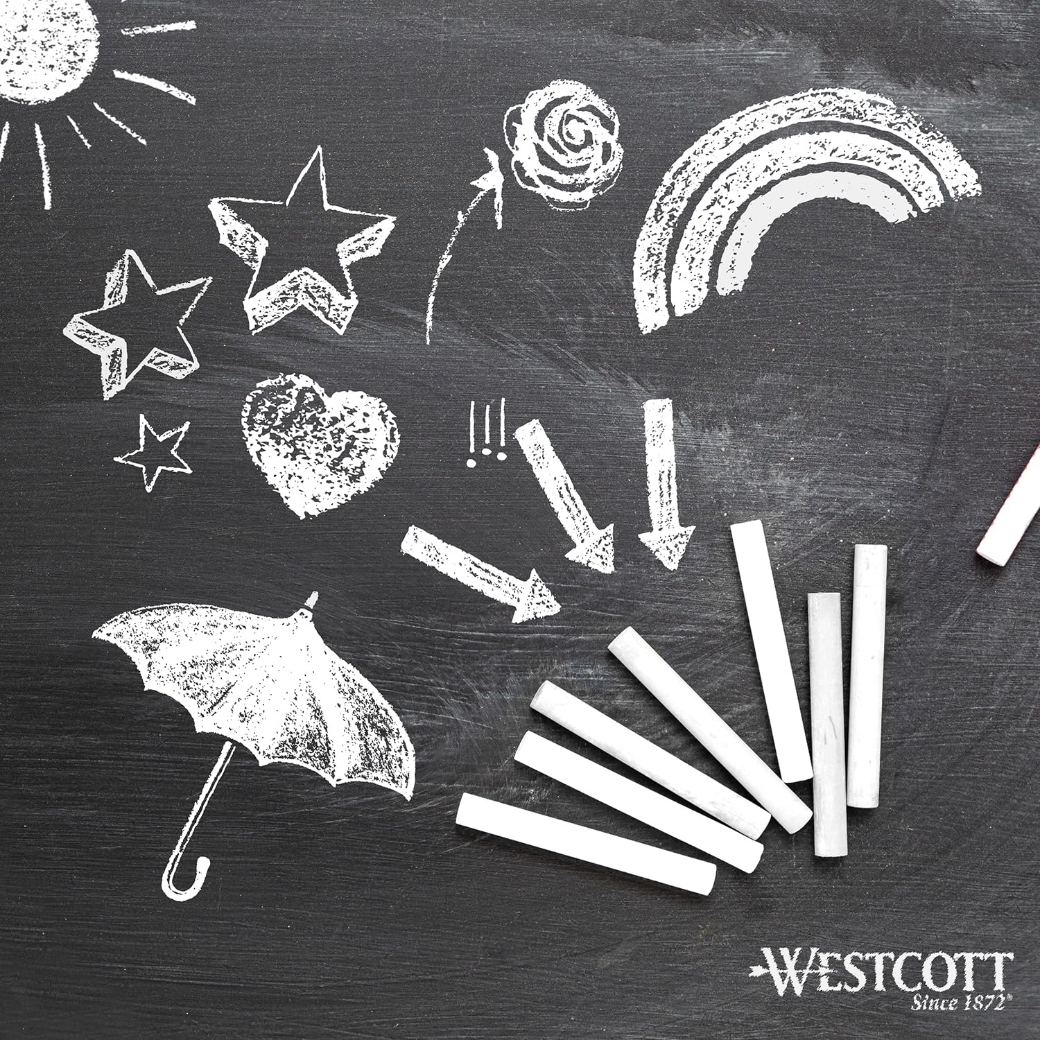 Westcott White Chalk - 100 Count Value Pack | Low Dust | Washable | 1.2cm Diameter