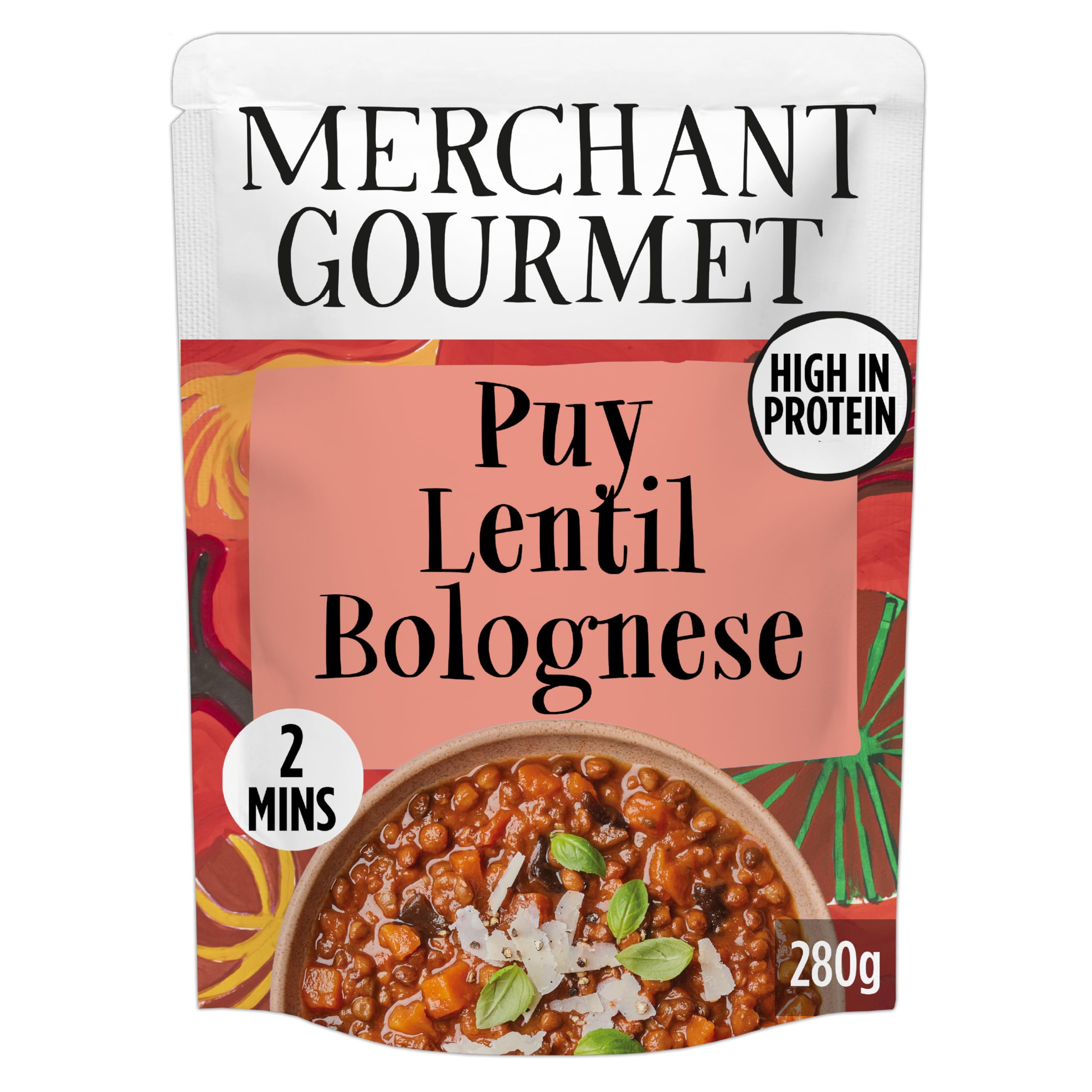 Merchant Gourmet Ready-to-eat Puy Lentil Bolognese - 6 x 280g Pouches | High Fibre & Protein