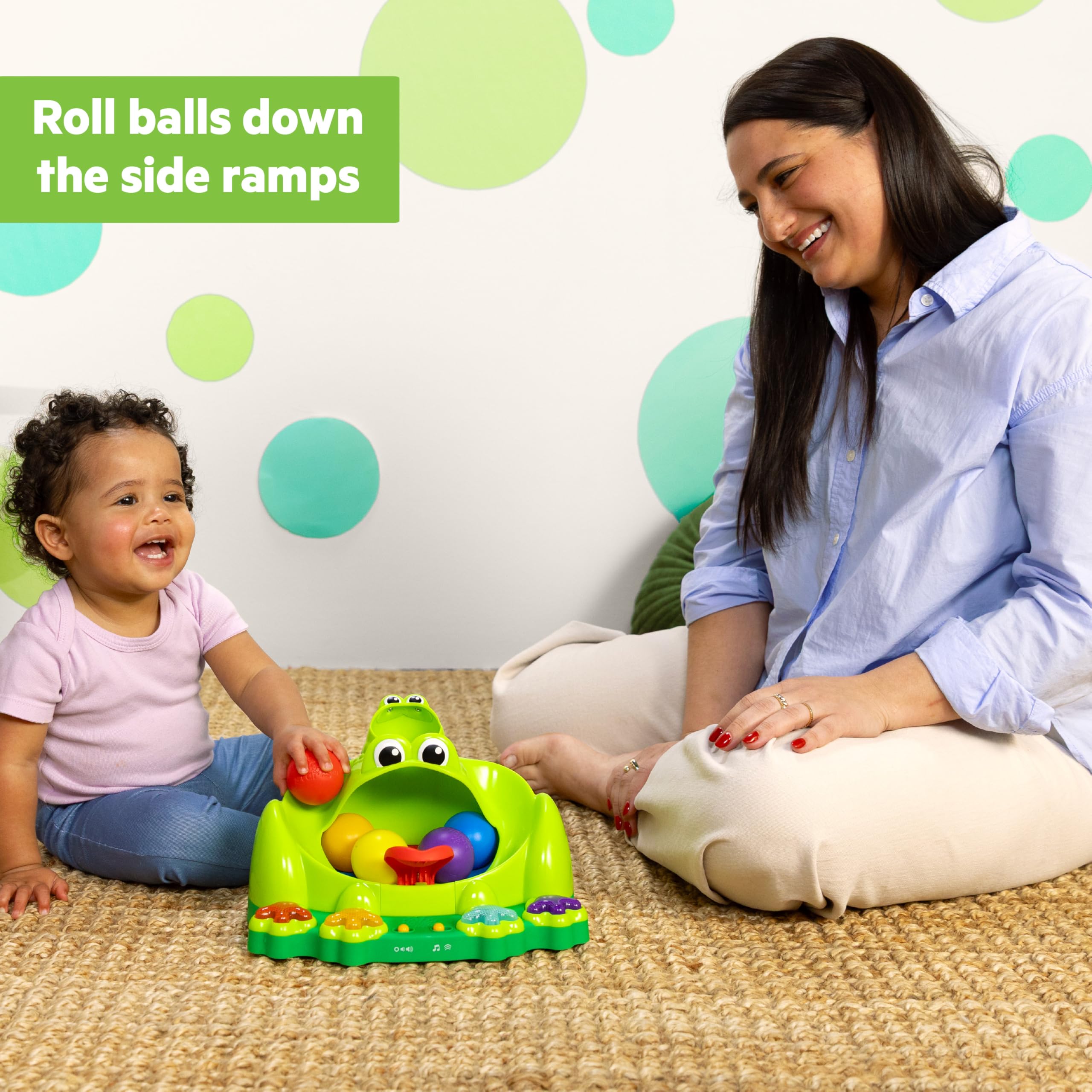 Bright Starts Poppin' Ball Frog Toy - Interactive Ball Play for Babies 6M+ 15