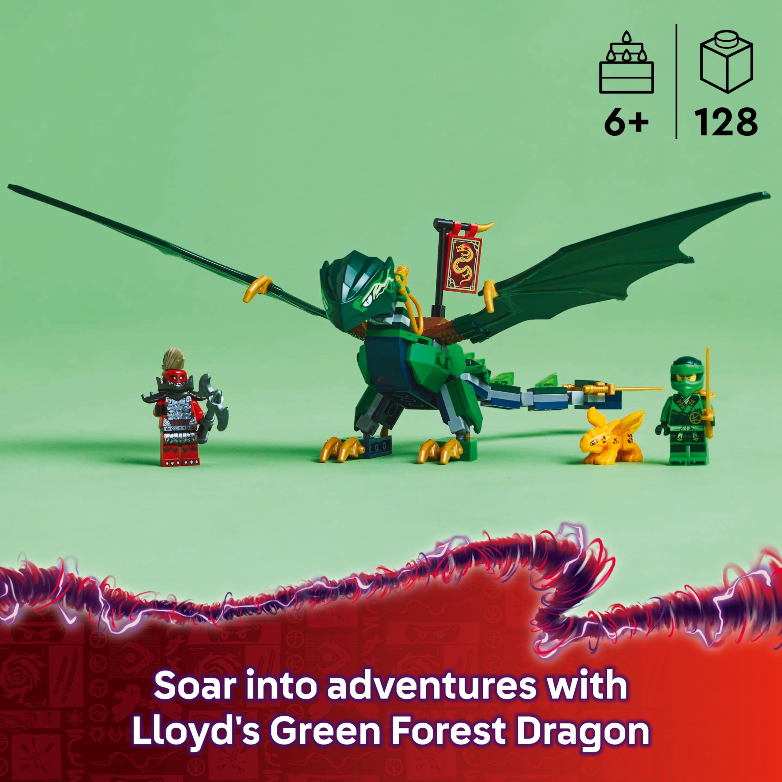 LEGO NINJAGO Lloyd’s Green Forest Dragon 71829 Building Set | Ages 6+ | Includes 2 Minifigures 2