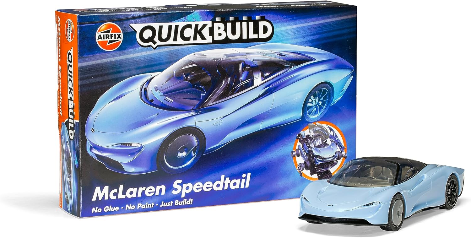Airfix QuickBuild McLaren Speedtail Model Kit - 37-Piece Plastic Car Model for Ages 14+