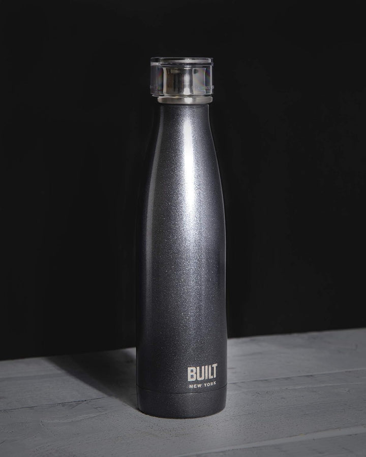 Built Perfect Seal Double-Walled Insulated Stainless Steel Water Bottle, 480 ml, Charcoal