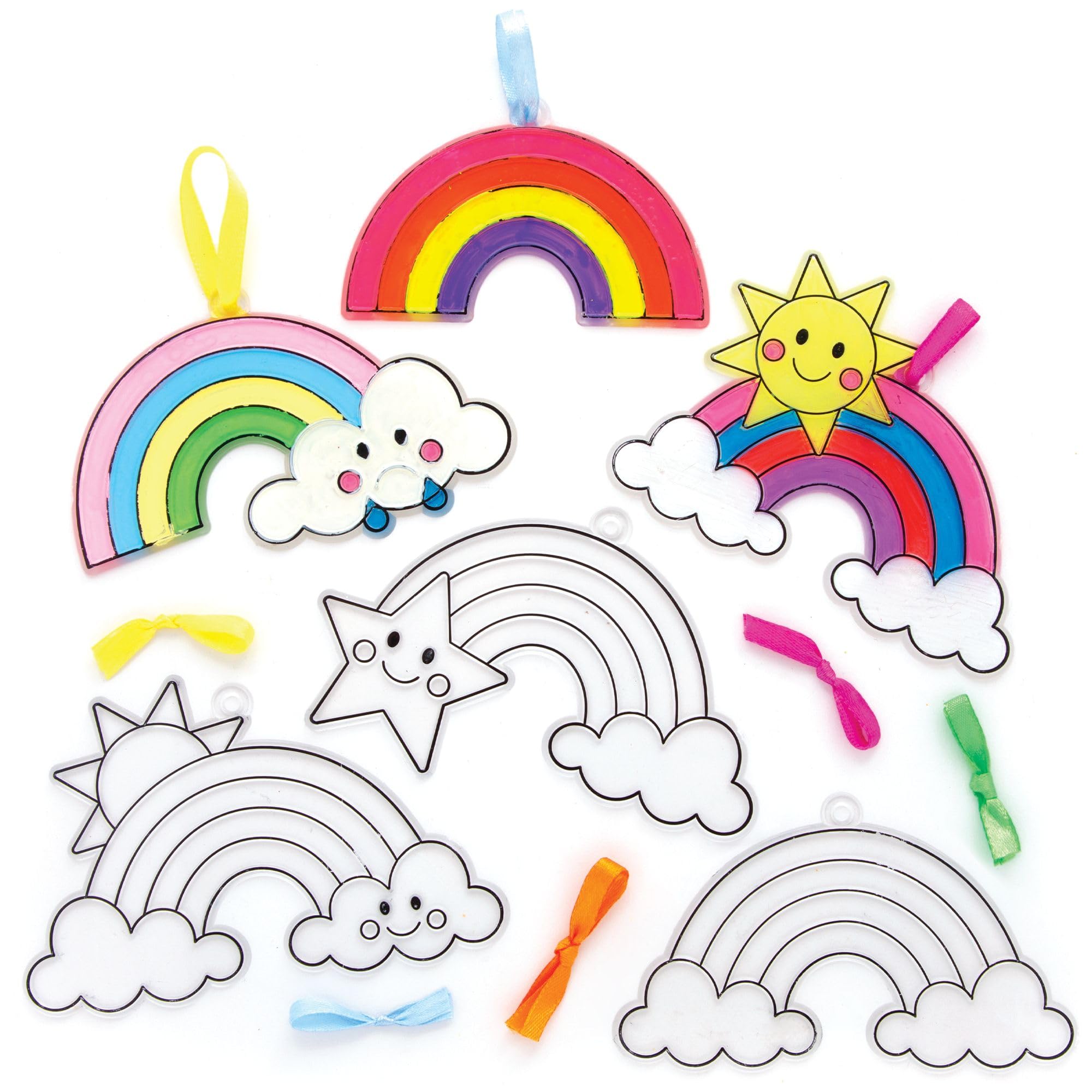 Baker Ross Rainbow Suncatcher Craft Kit - Pack of 10, Acrylic, Assorted Designs 1