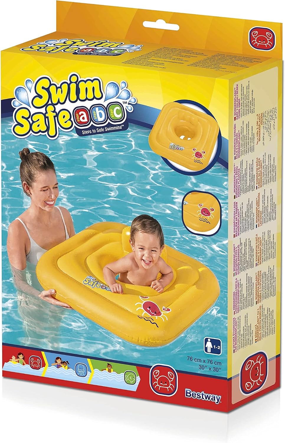 Bestway Swimming Float Inflatable for Toddlers | Square 3-Ring Inflatable Baby B 7