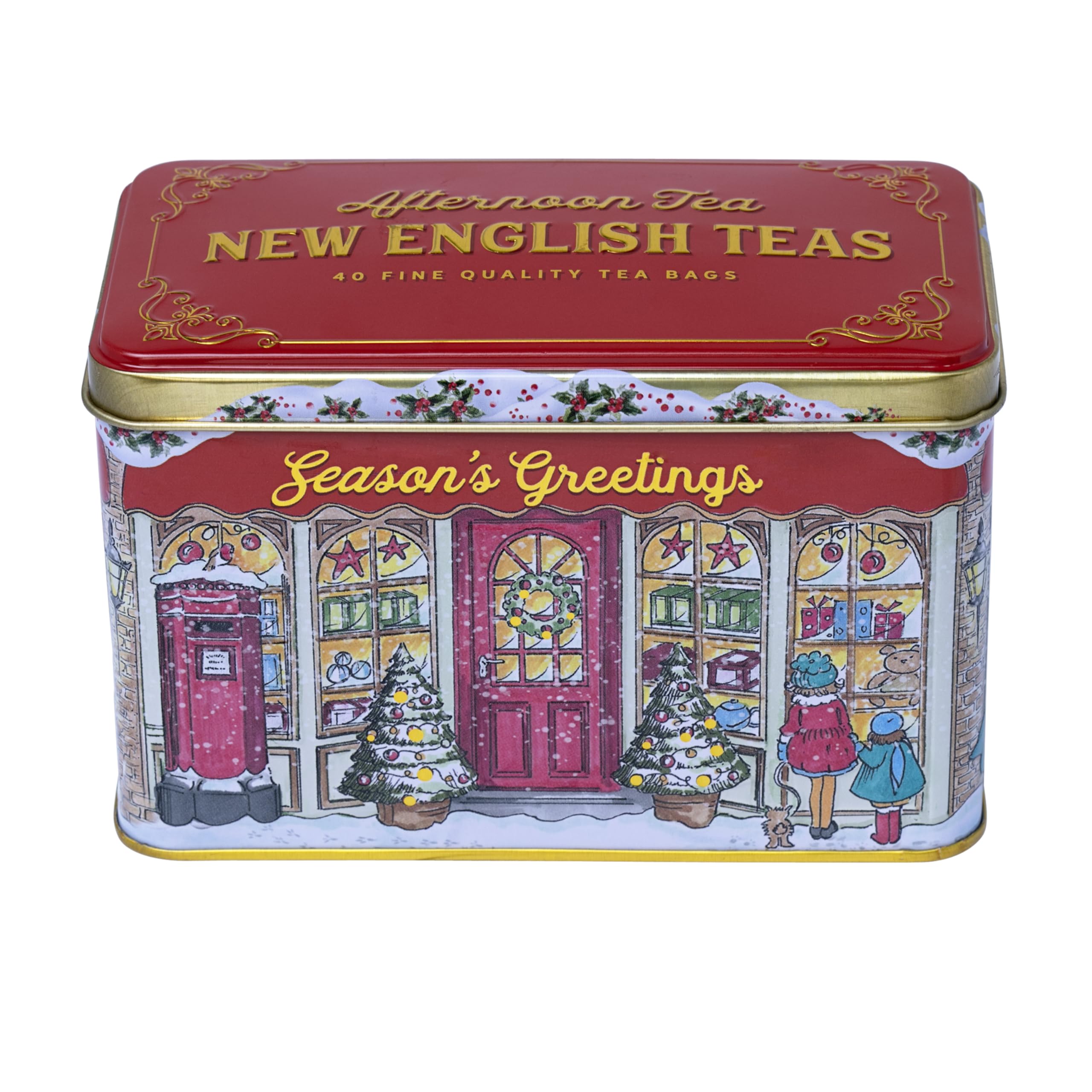New English Teas Season's Greetings Christmas Tea Tin with 40 Afternoon Tea Bags