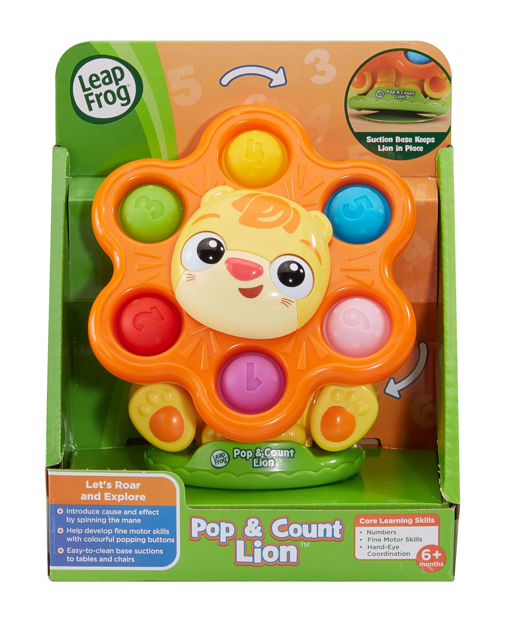LeapFrog Pop & Count Lion - Sensory Suction Cup Toy with Squishy Buttons for Toddlers 6-24 Months 6