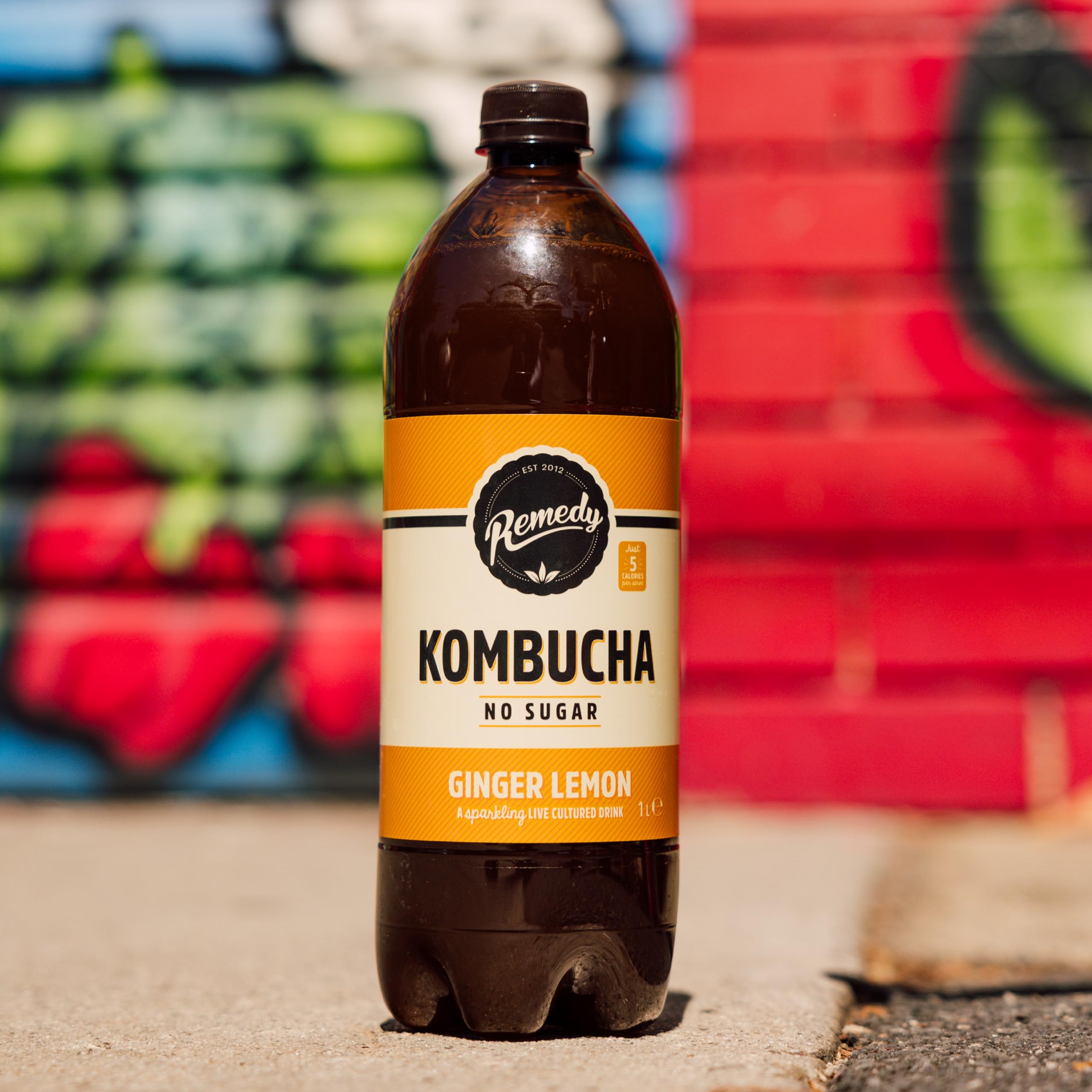 Remedy Drinks Kombucha Tea - Ginger Lemon Sparkling Live Cultured | 1 x 1L 6