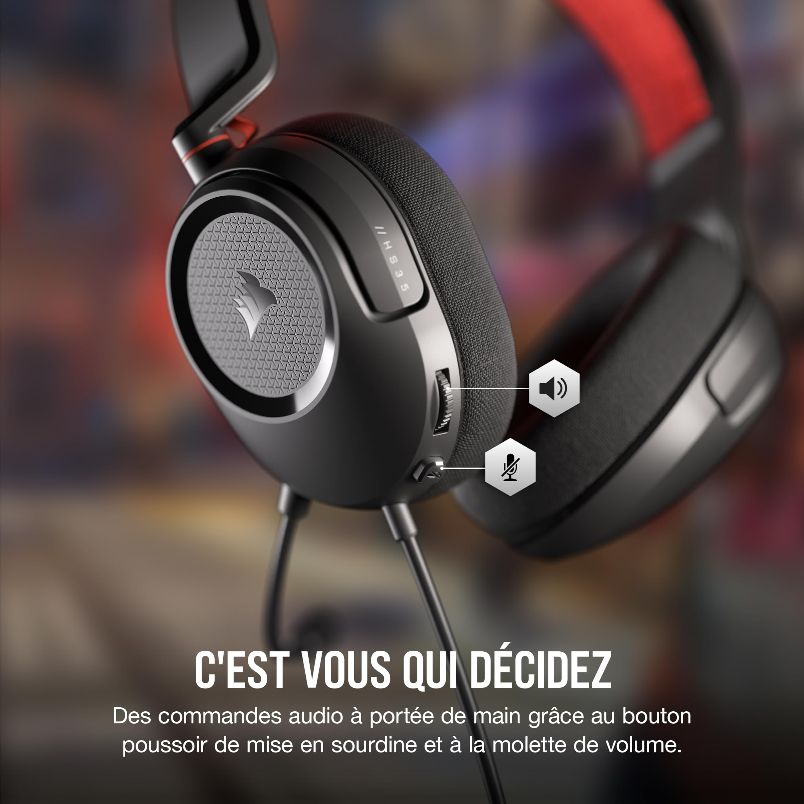Corsair HS35 v2 Multiplatform Wired Gaming Headset - Carbon | Omni-Directional Mic 7
