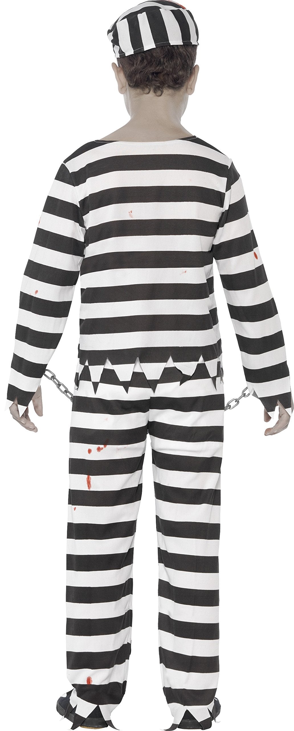 Smiffys Zombie Convict Costume - Black & White, Age 12+, Includes Top, Trousers, Hat & Wrist Cuffs 2