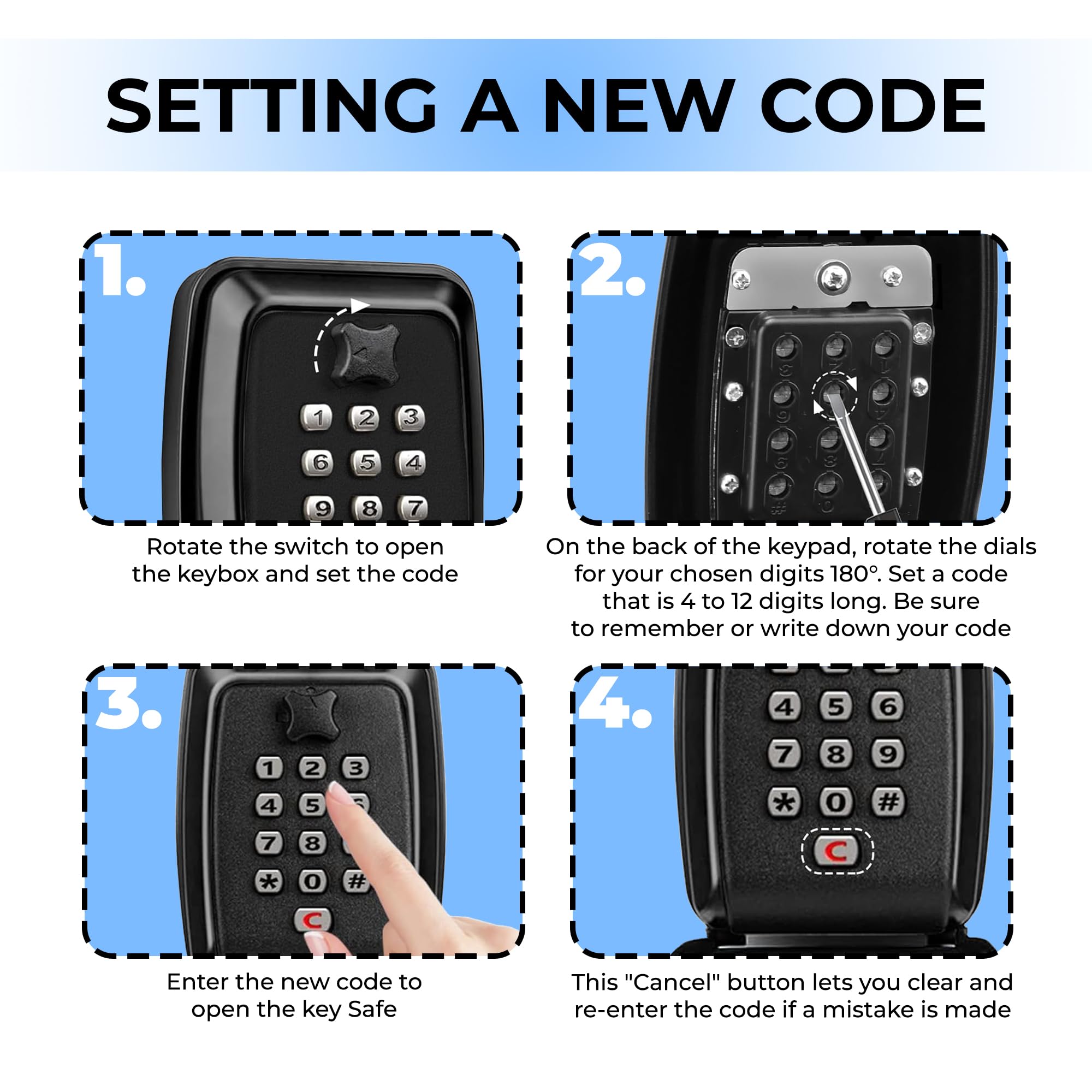 XShield Security Lock Box - 12-Digit Combination | Weatherproof Zinc | Wall Mount | Black 2