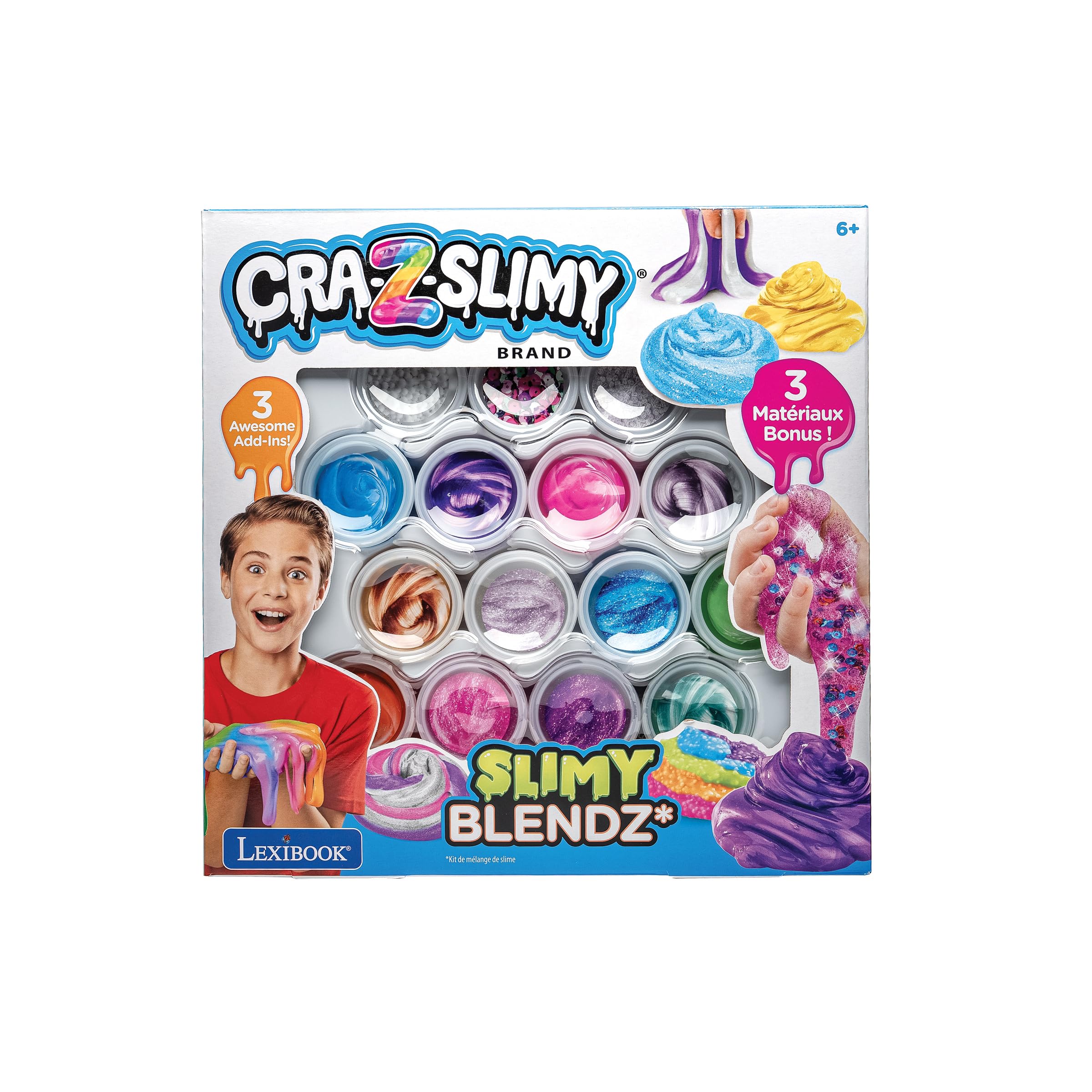 LEXIBOOK Slimy Mix Kit - 12 Colors | Glitter, Foam Beads, Pearls | Sensory & Creativity Toy 5