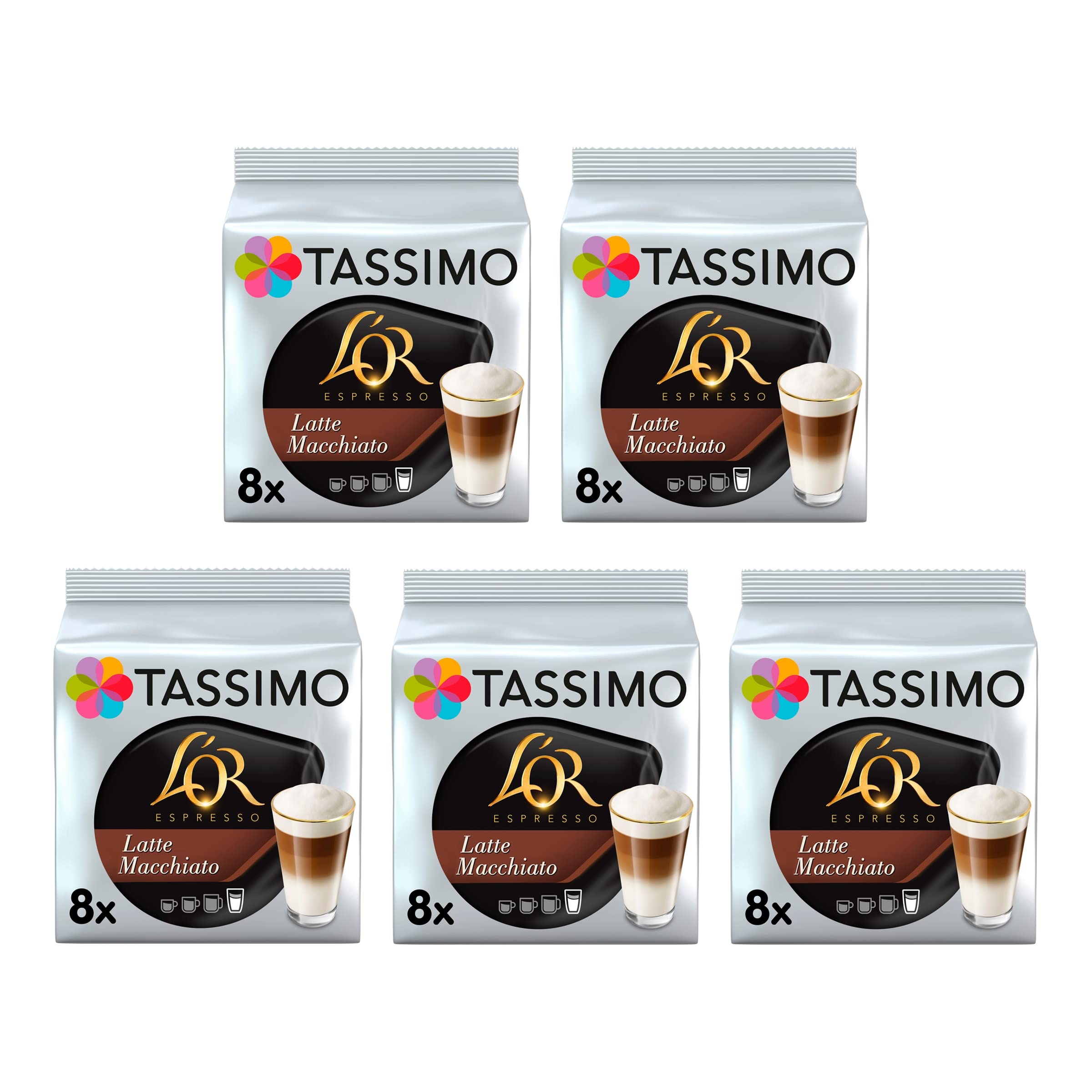 Tassimo L'OR Latte Macchiato Coffee Pods - 40 Drinks (5 Packs of 8 Count) 1