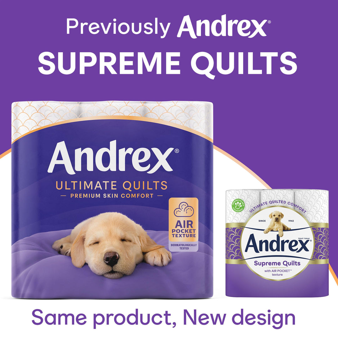 Andrex Ultimate Quilts Toilet Paper 9 Rolls - Air Pocket Technology for Soft, Comfortable Clean