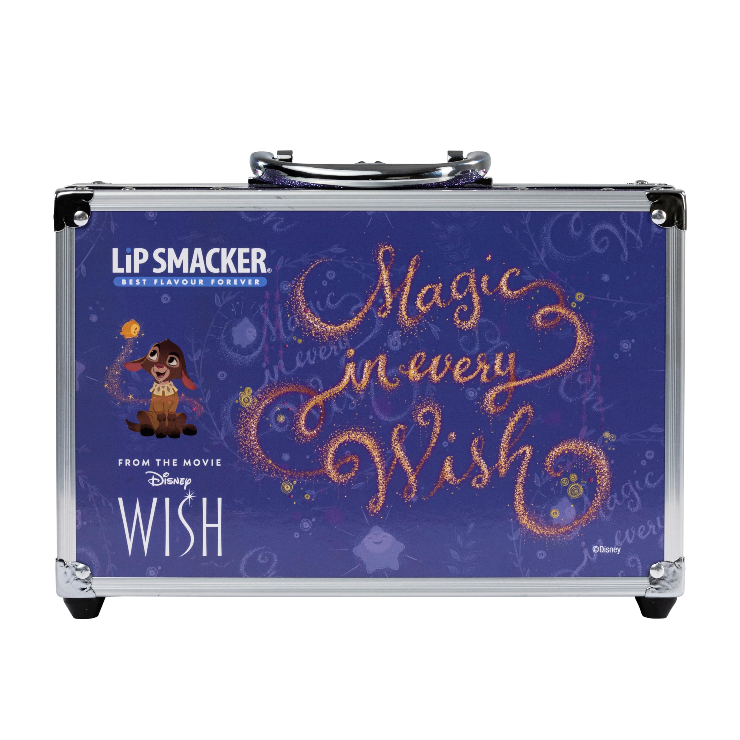 Lip Smacker Disney Wish Makeup Traincase for Kids, Multicolor Plastic Cosmetic Case with 20 Lip Glosses, 20 Eyeshadows, 2 Nail Polishes & Accessories 5