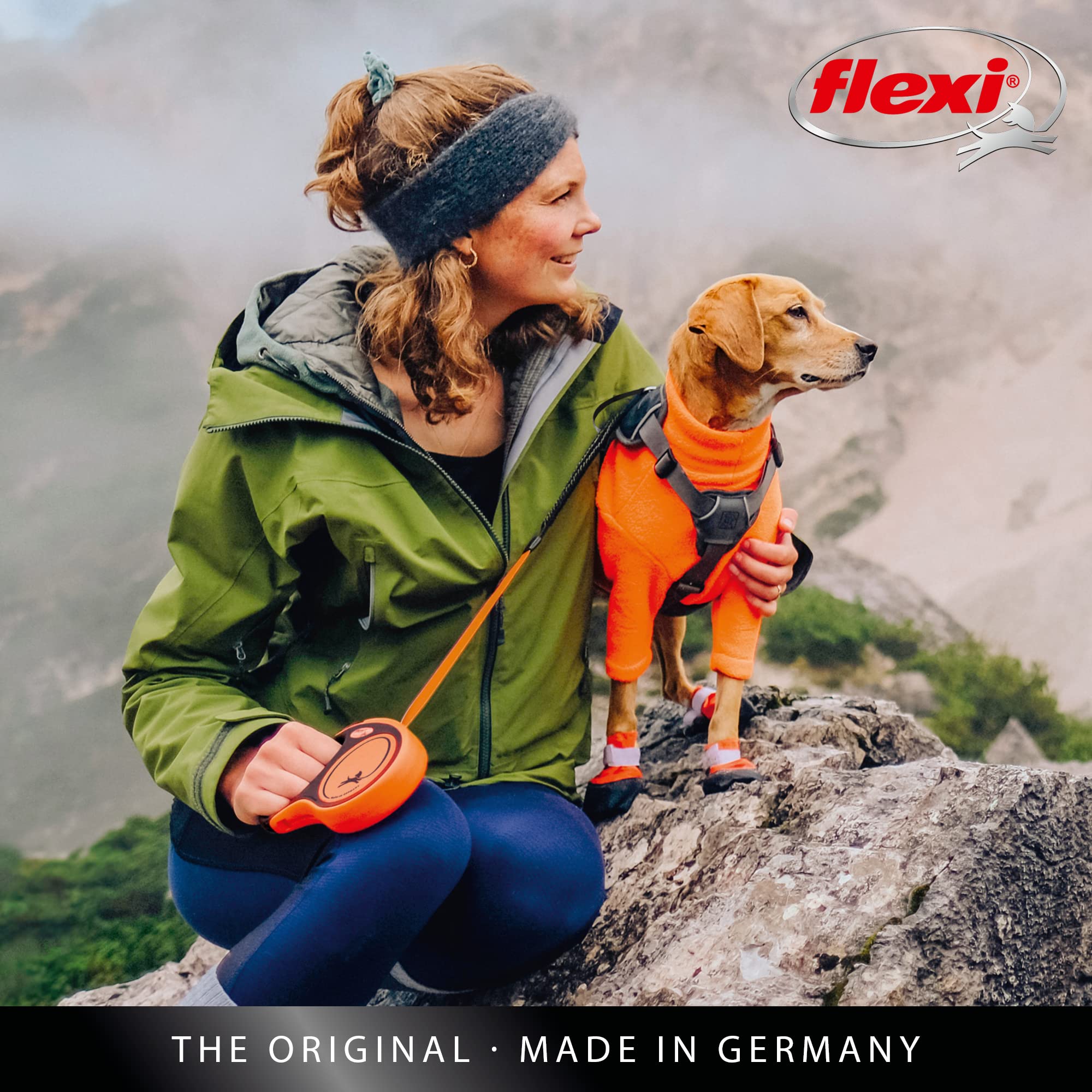 flexi Xtreme Tape Retractable Dog Lead - Large 5m Tape | Up to 65kg/143lbs | Orange/Black