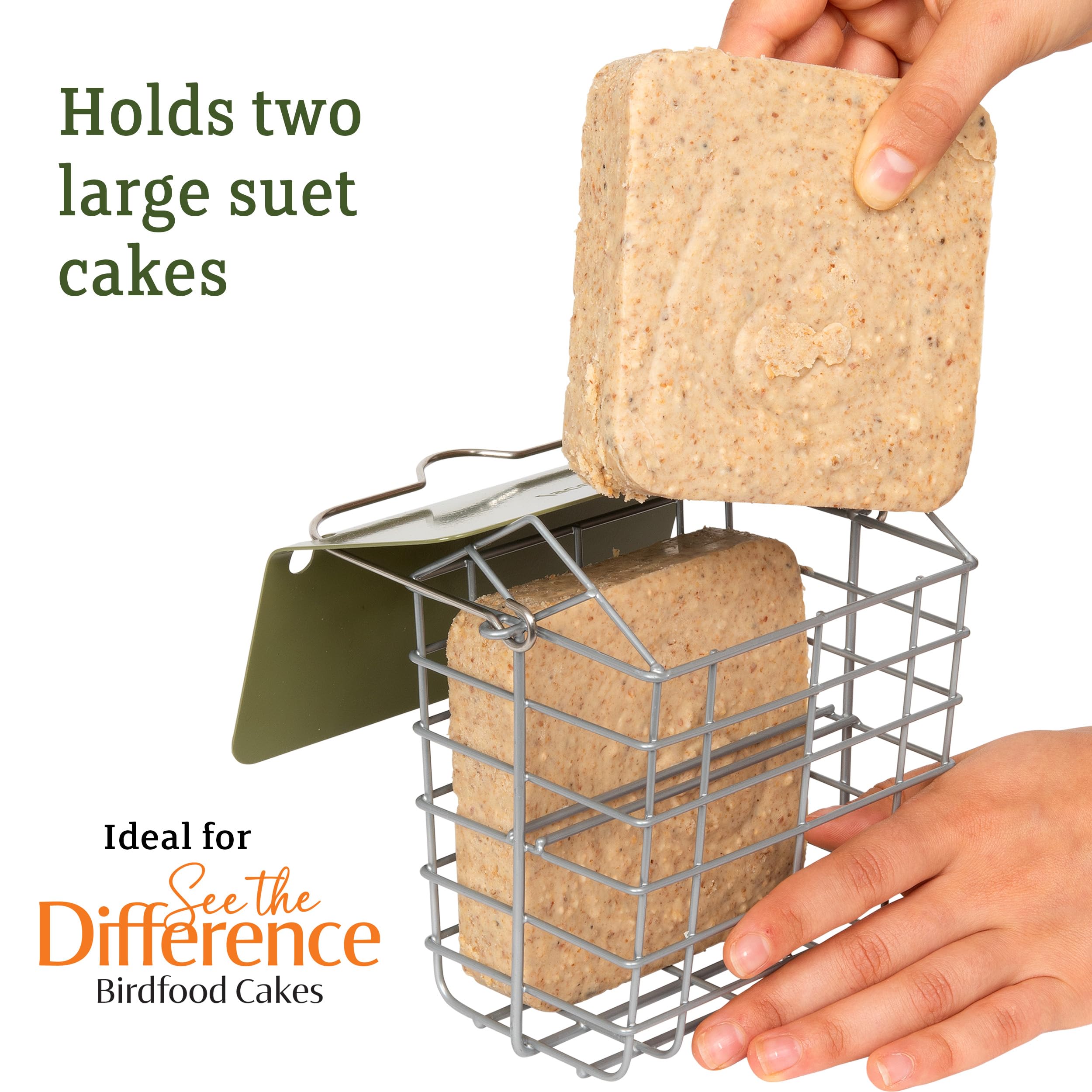 Jacobi Jayne Suet Cake Feeder - Holds 2 Suet Blocks | Weather Resistant Green Feeder 3