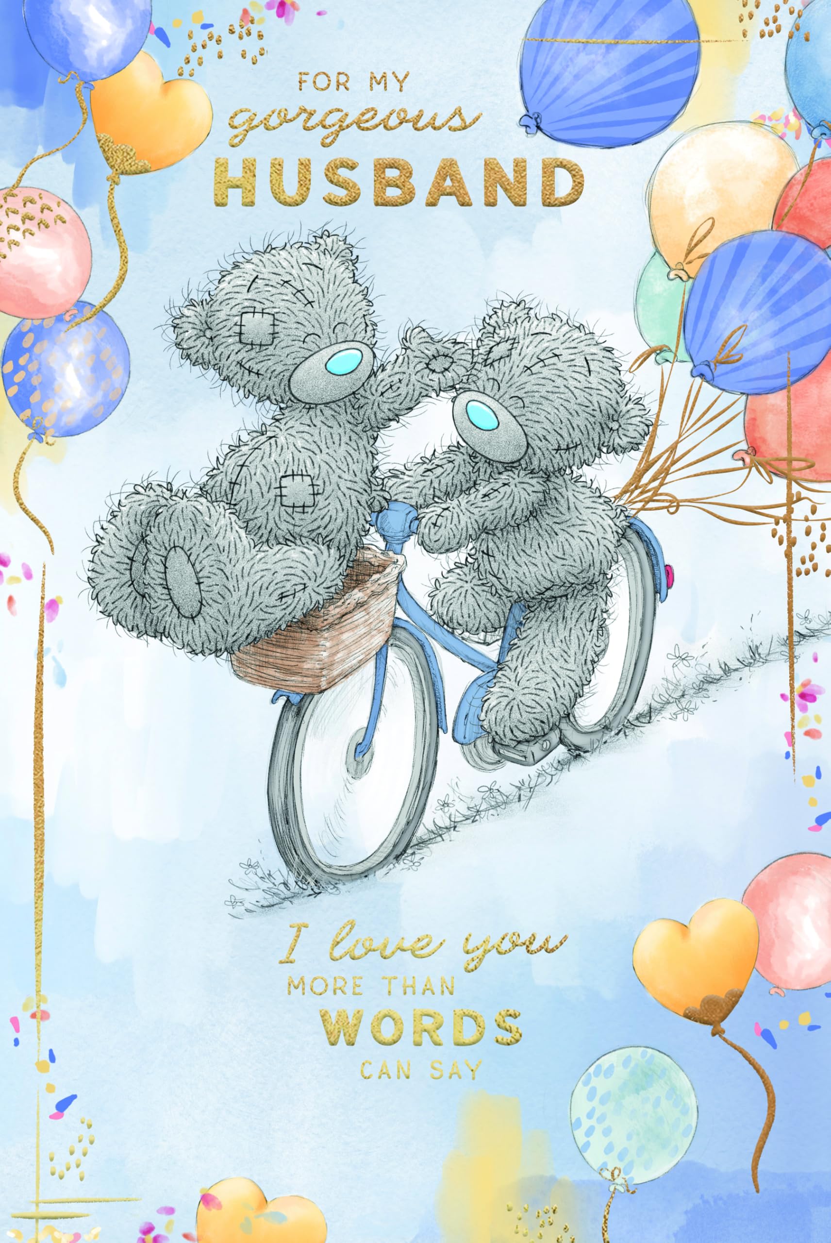Me To You Tatty Teddy Gorgeous Husband Luxury Gold Foil Birthday Card | 6 x 9 Inches 1