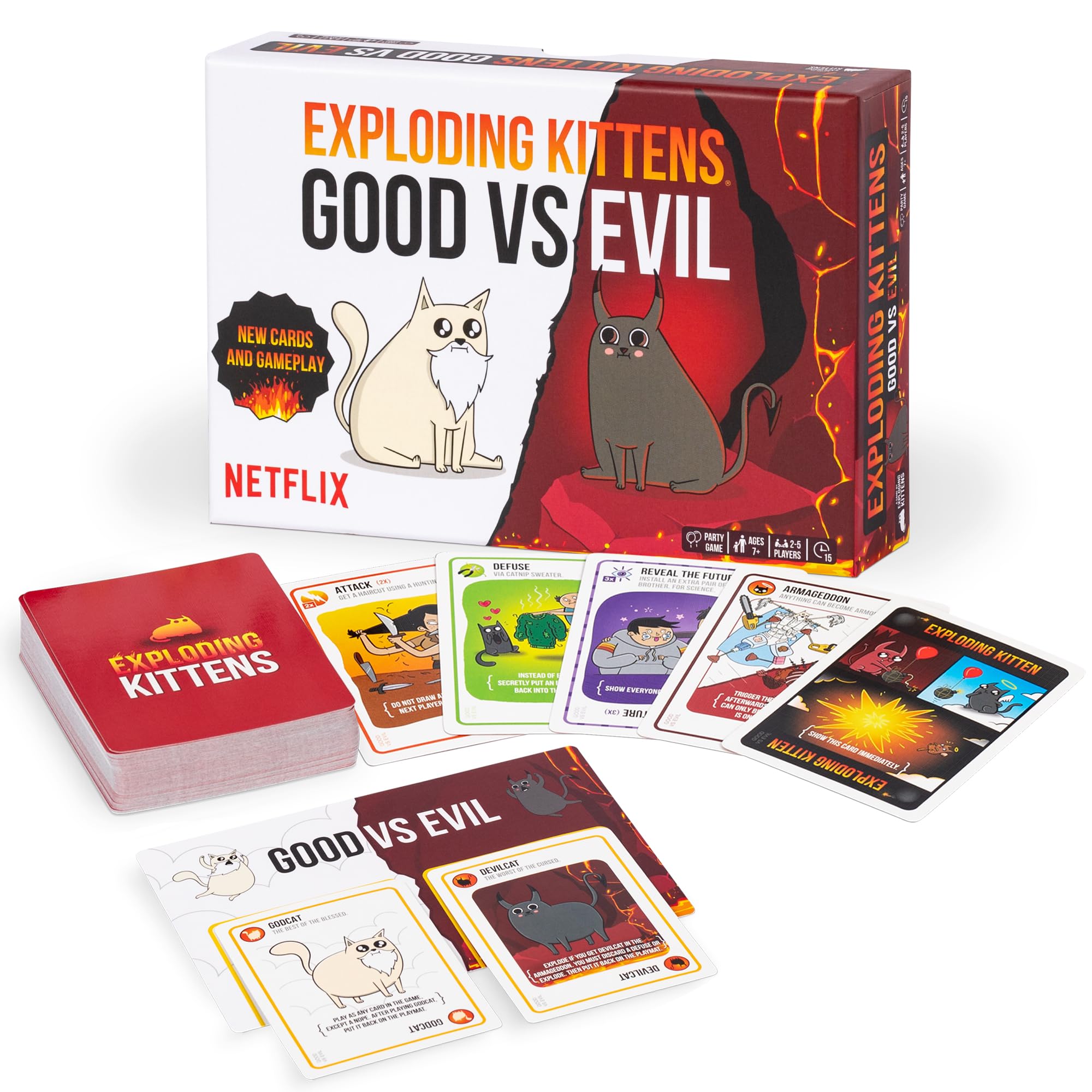 Exploding Kittens Good vs. Evil Card Game - 2-5 Players - Ages 7+ - Based on Netflix Series 1