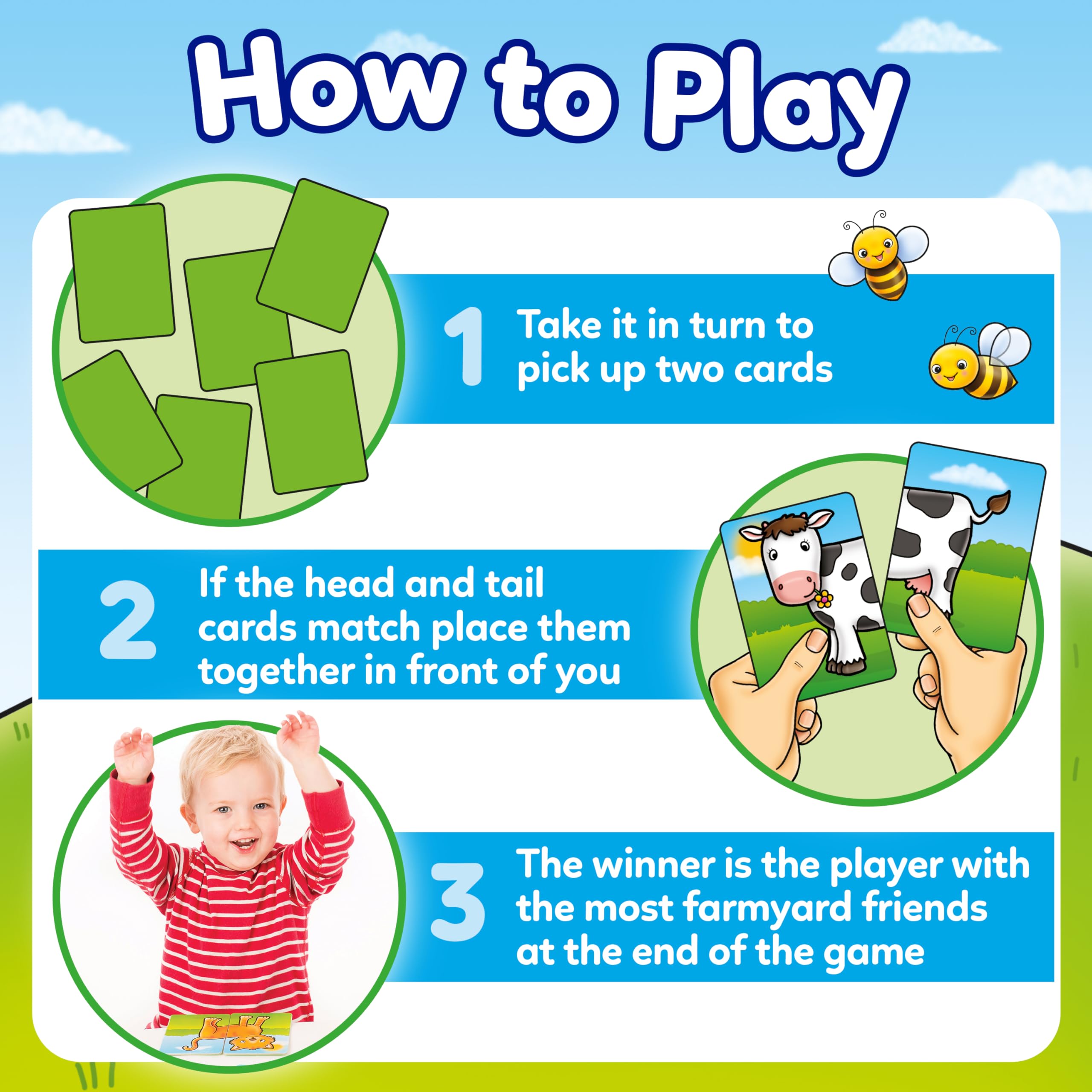 Orchard Toys Farmyard Heads and Tails Game - Matching Pairs Card Game for Toddlers 18 Months+ | 1-4 Players 5