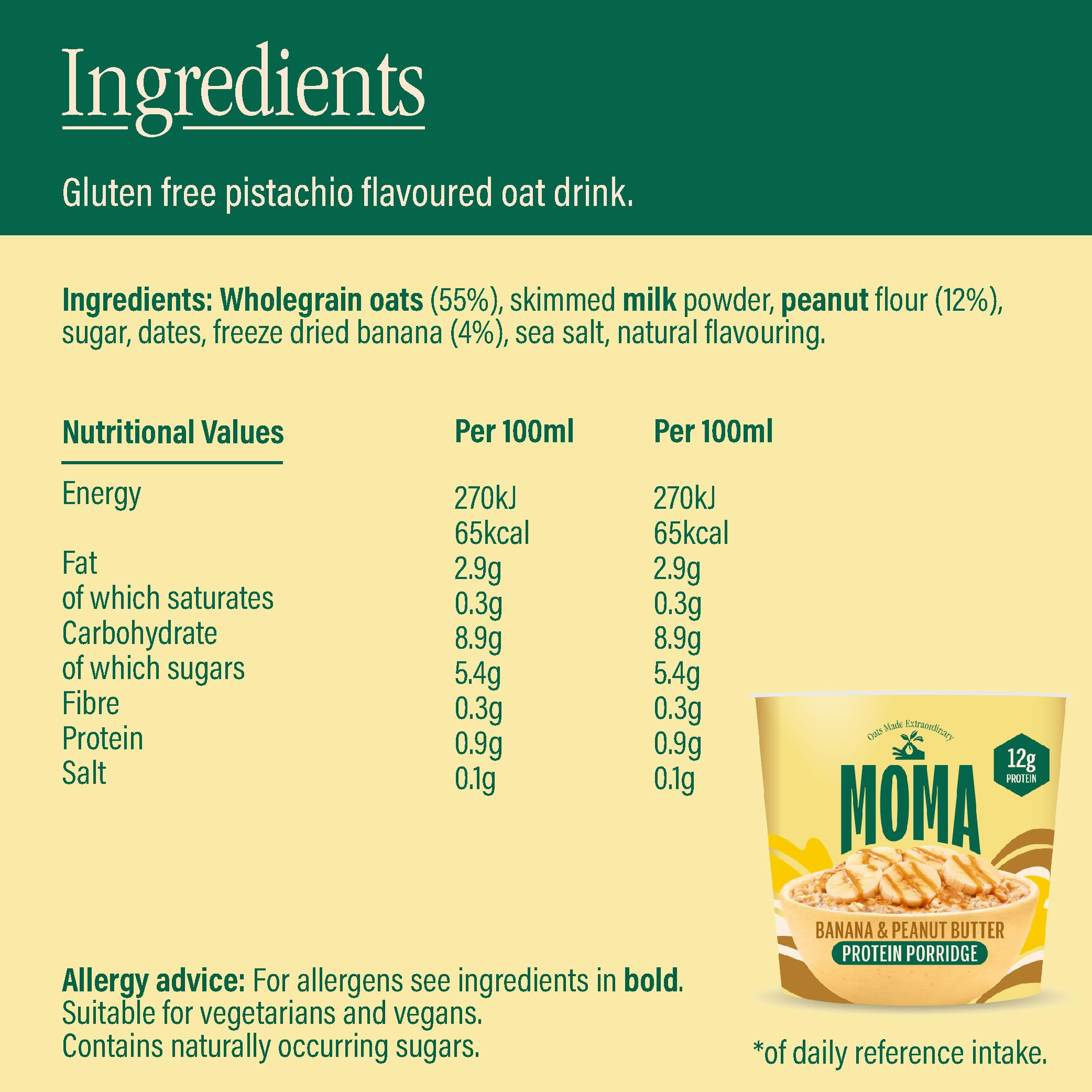 MOMA Banana & Peanut Butter Porridge Pot 65g 2