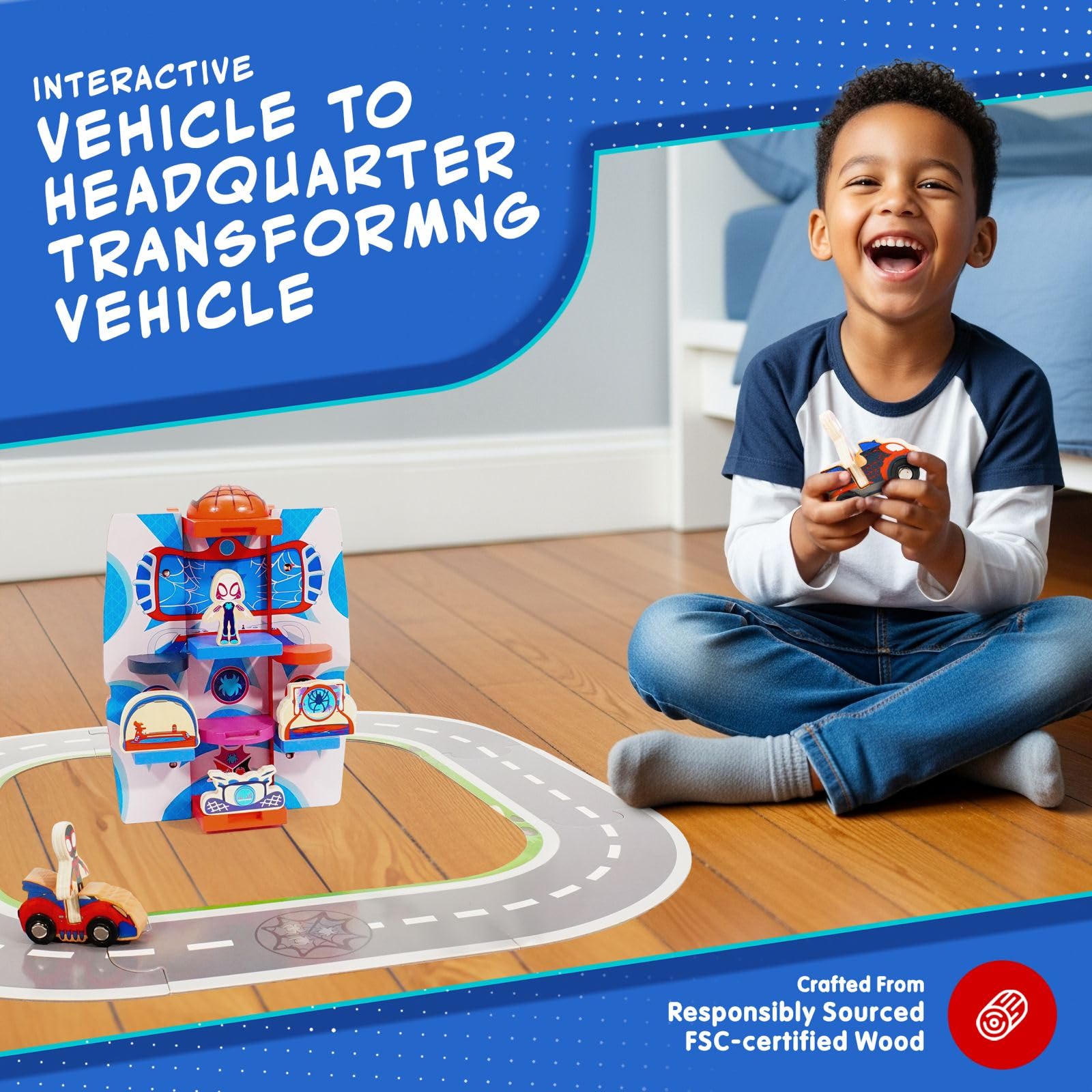 Marvel Spidey and His Amazing Friends Transforming Vehicle Playset - 17 Pieces | Ages 3+