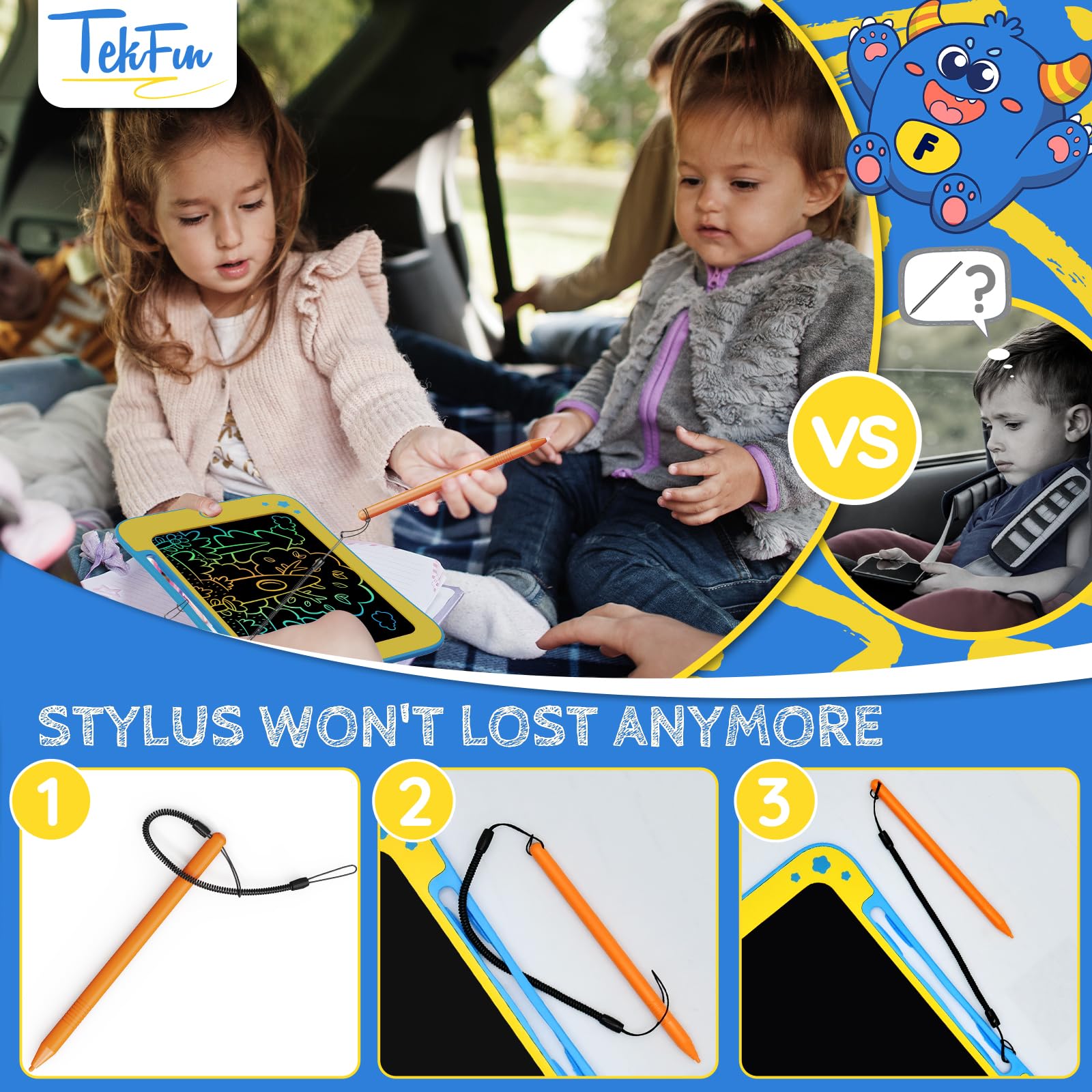 TEKFUN LCD Writing Tablet for Kids - 8.5 Inch Doodle & Draw Board for 3-8 Year Olds 3