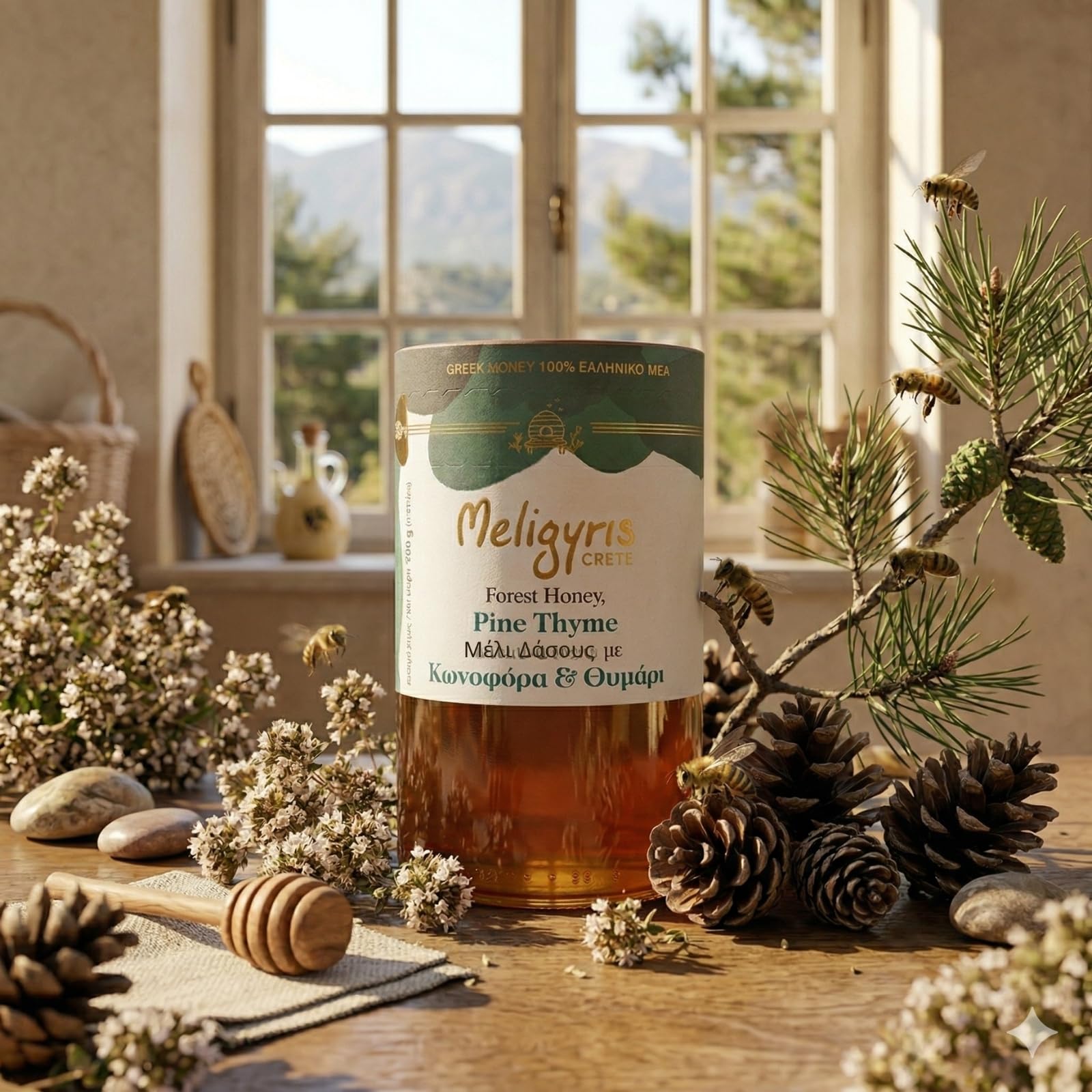 Meligyris Greek Forest Honey Pine & Thyme - Raw, Unfiltered, 450g 2