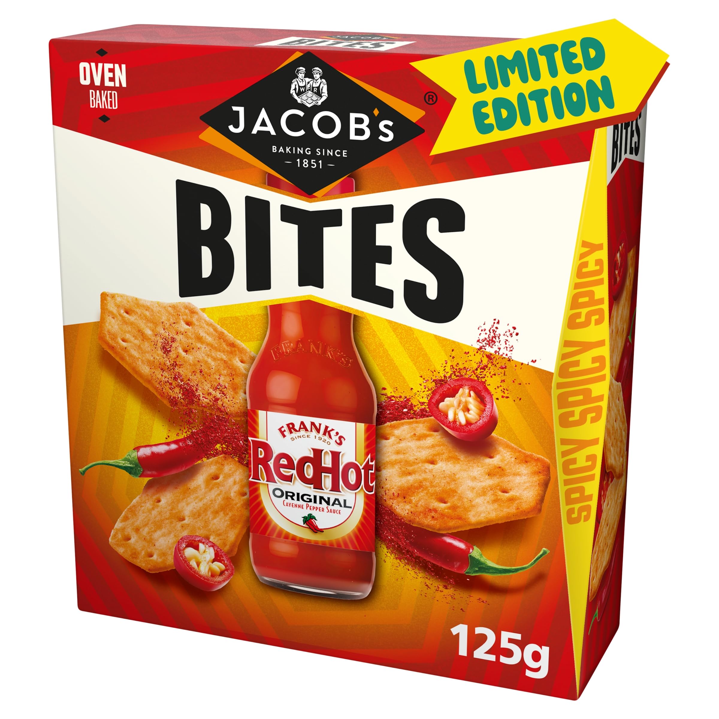 Jacob's Bites Franks RedHot Original Crackers, 125g (Pack of 5) 5