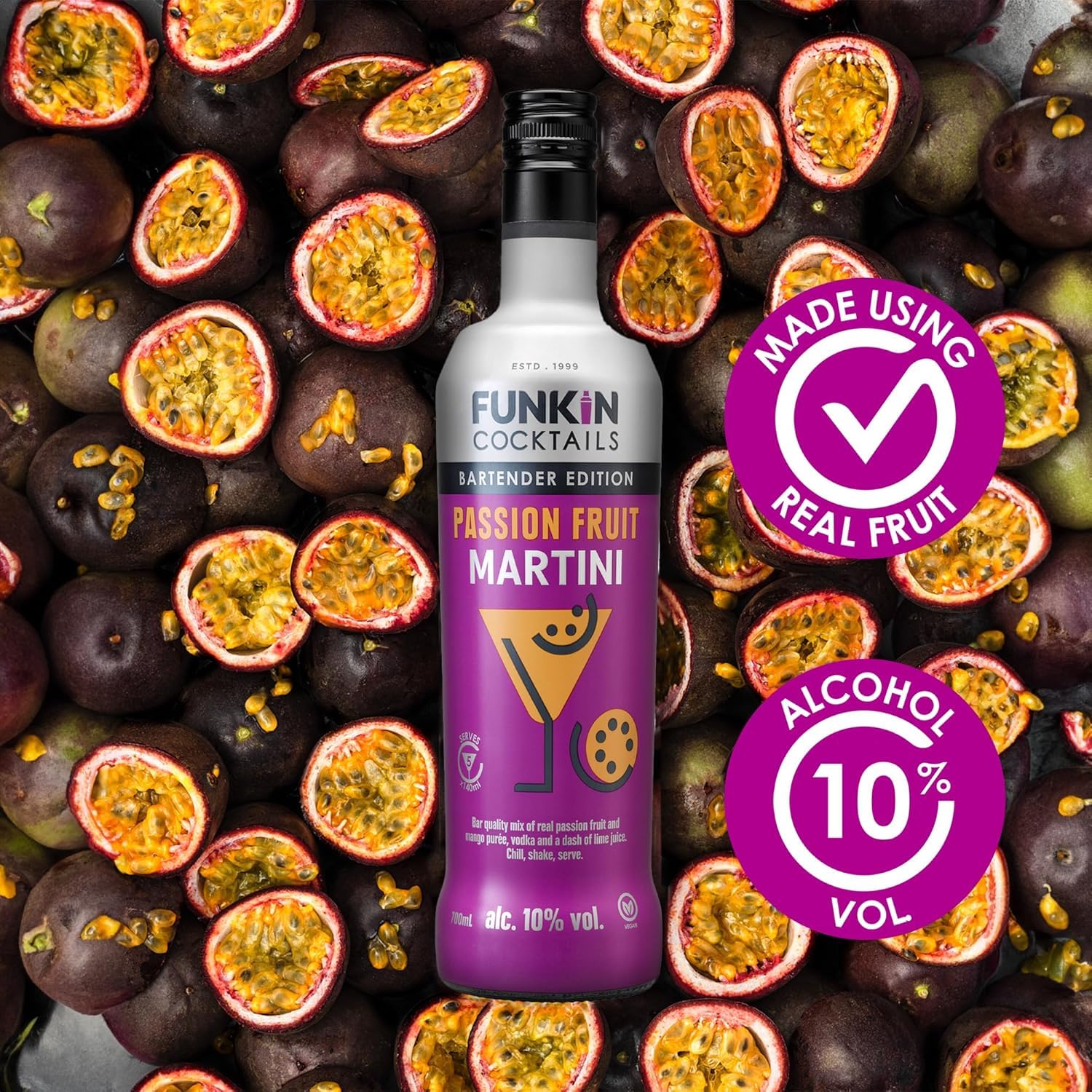 Funkin Cocktails Ready to Drink Passion Fruit Martini Bottle | 10% ABV | 700 ml 4