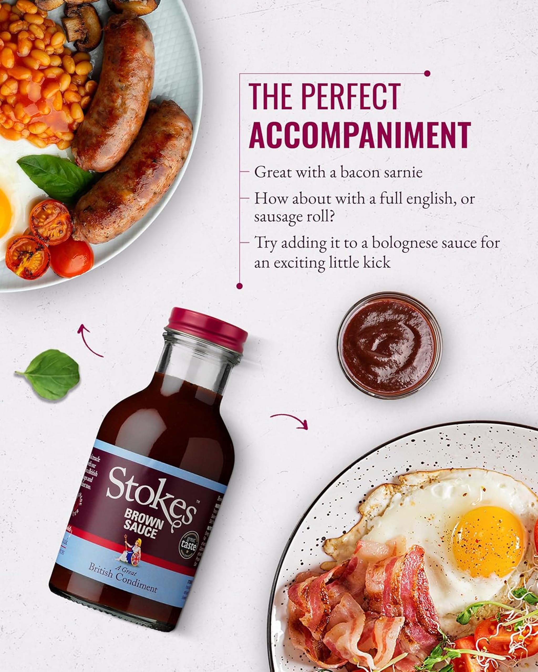 Stokes Real Brown Sauce 3PK, Rich & Spicy Brown Sauce, 320g Glass Bottle, Award-Winning, Sweet & Tangy, Perfect for Bacon Sandwiches