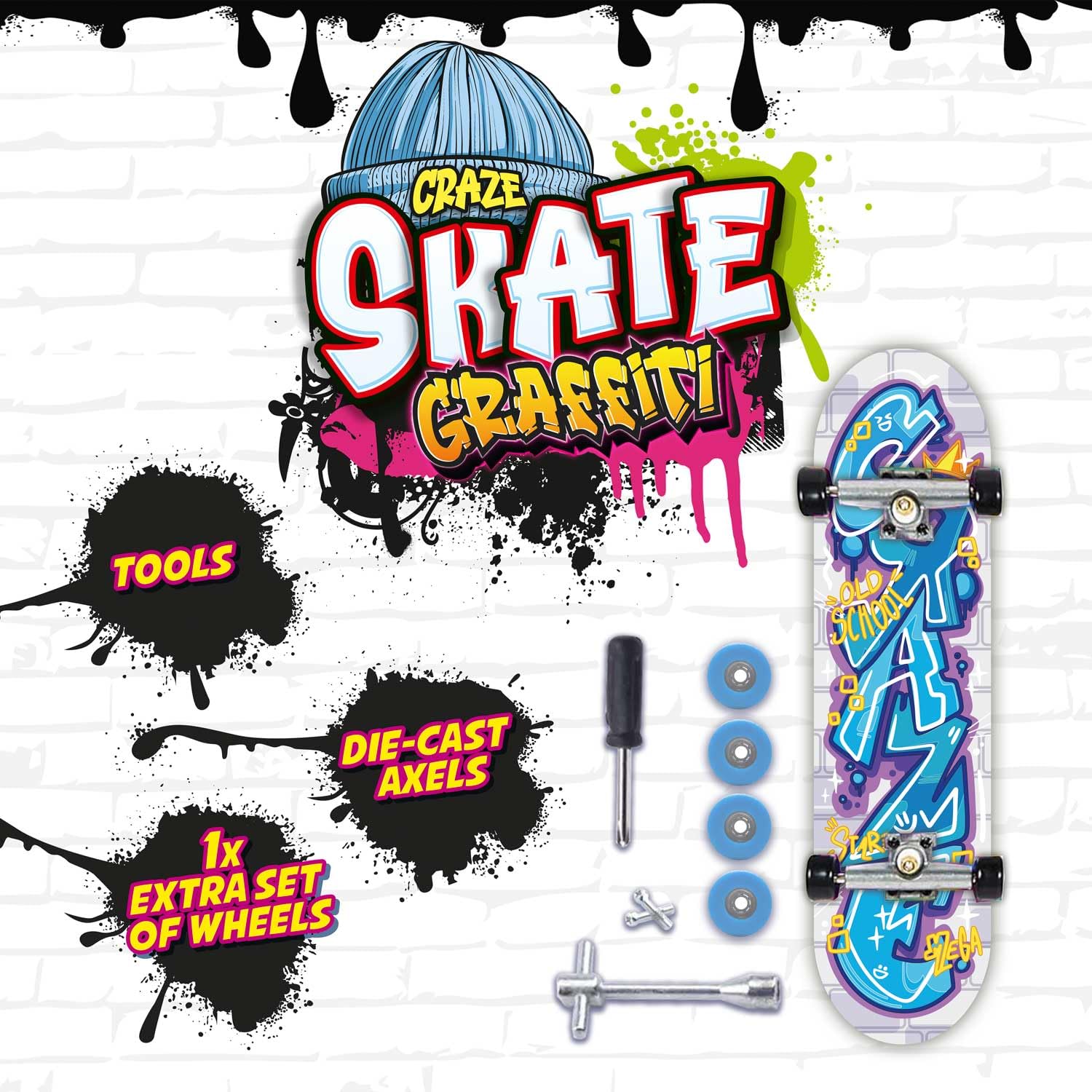 CRAZE SKATE Fingerboard Set Graffiti Edition - 4-Pack Mini Skateboards for Kids 3