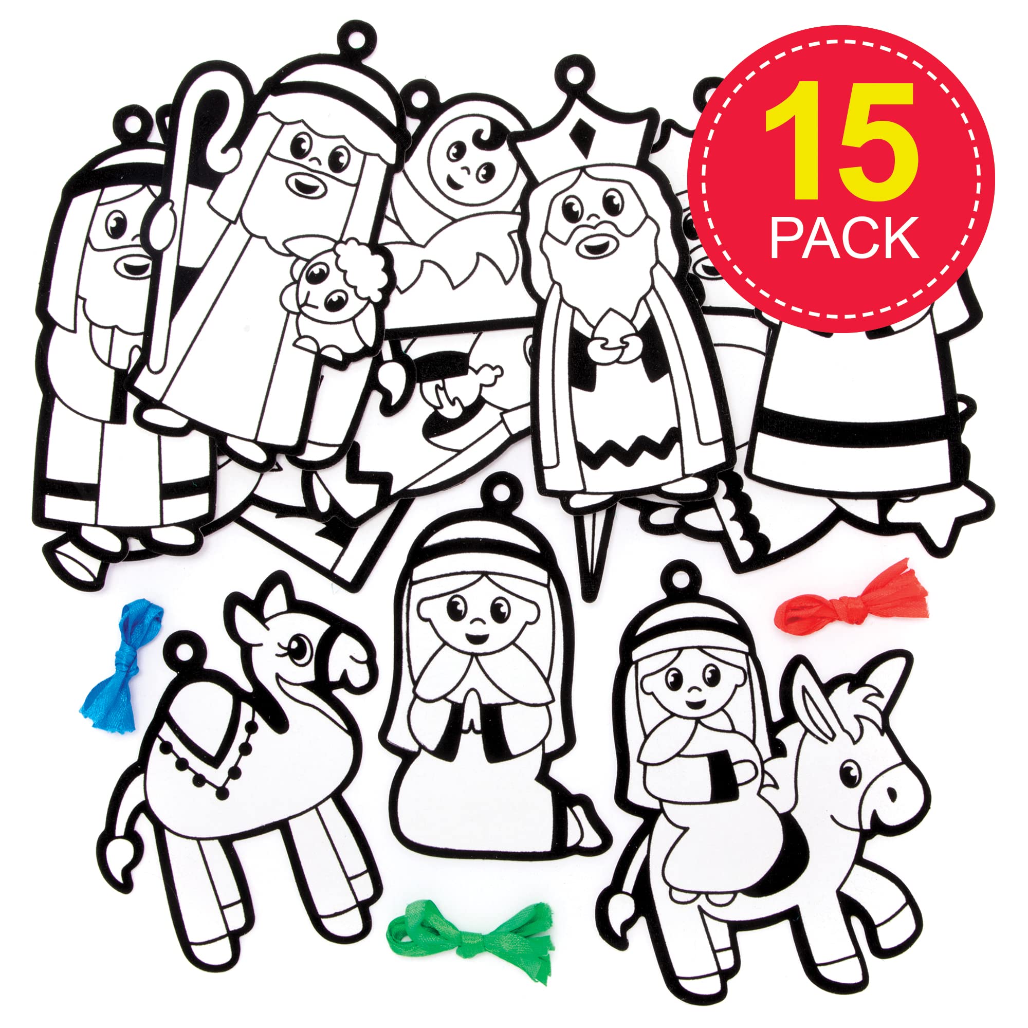 Baker Ross Nativity Colour In Decorations - Pack of 15 Christmas Craft Kit for Kids 4