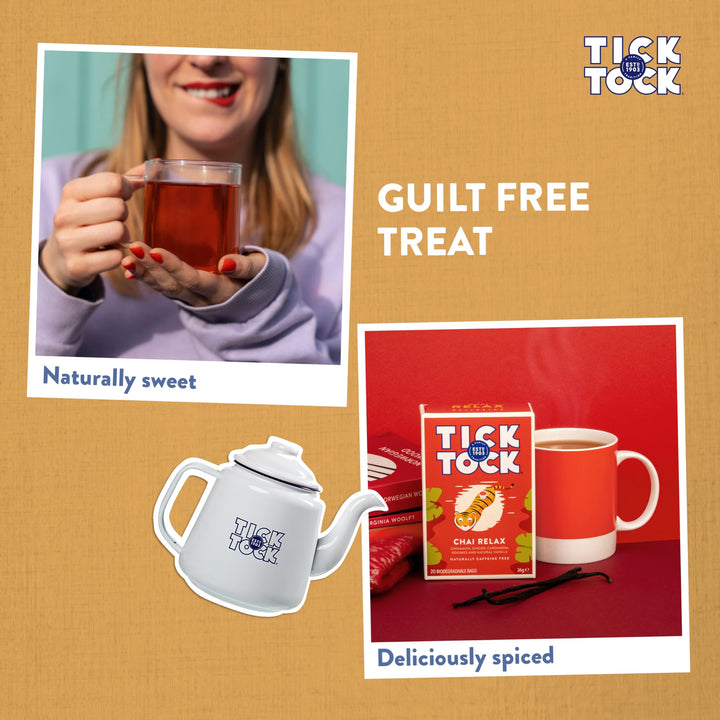 Tick Tock - Wellbeing Relax Chai Tea 6 x 20 (120 Teabags), Caffeine-Free Rooibos