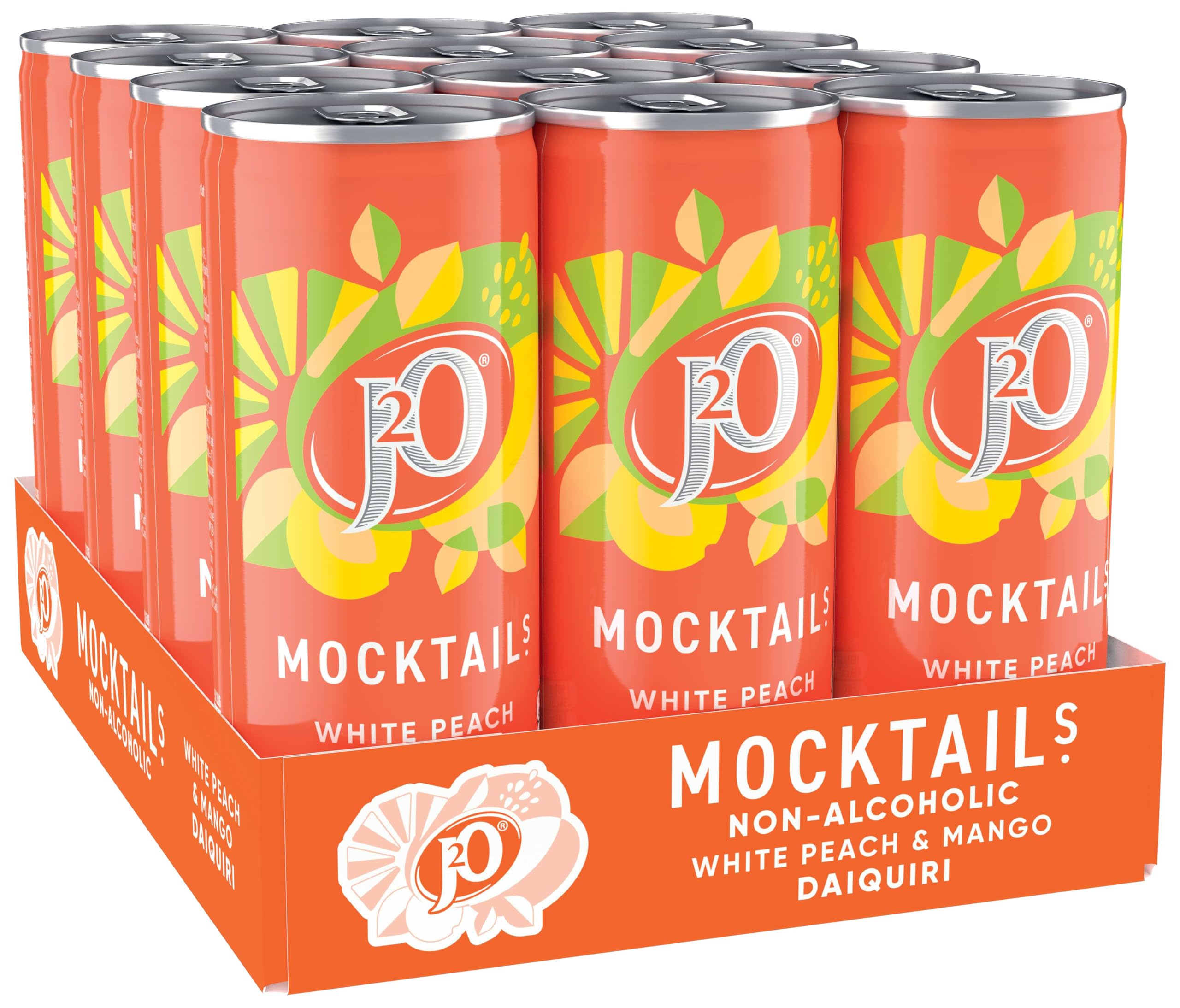 J2O Mocktail Peach and Mango Daiquiri, 250ml Can (Pack of 12) 1