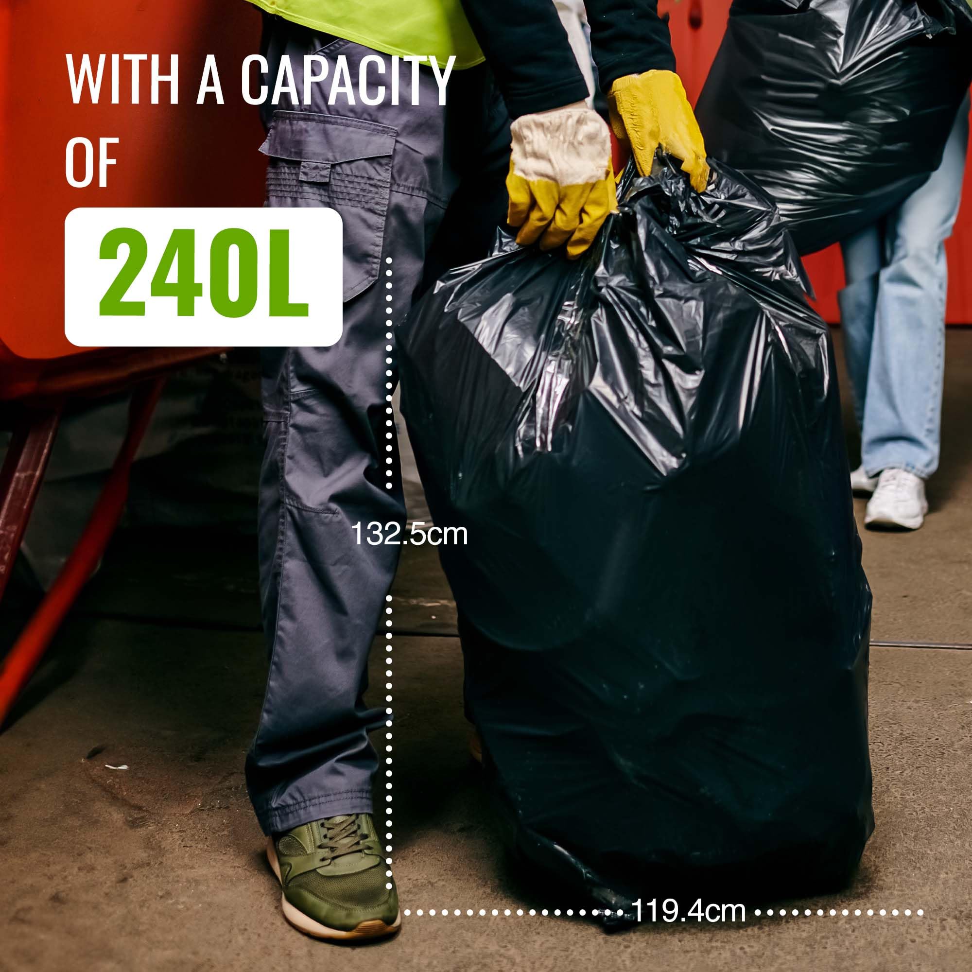 EcoBag Wheelie Bin Liners - 5 Pack Heavy Duty 240L | 18 Microns | Black 2