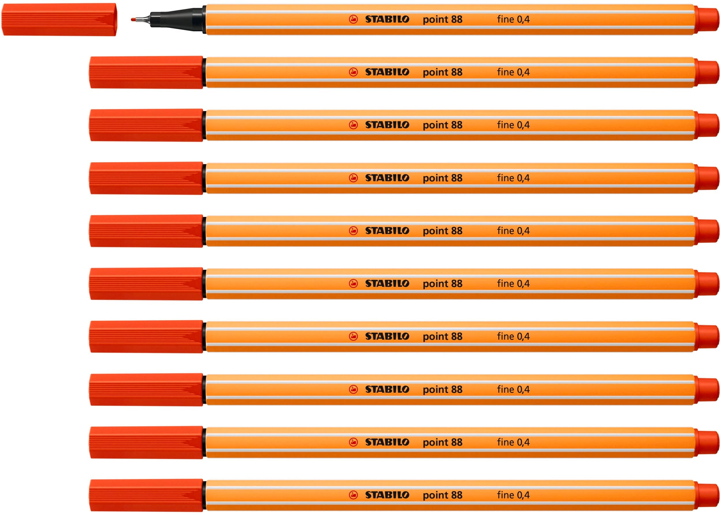 STABILO point 88 - Fineliner - Pack of 10 - Red