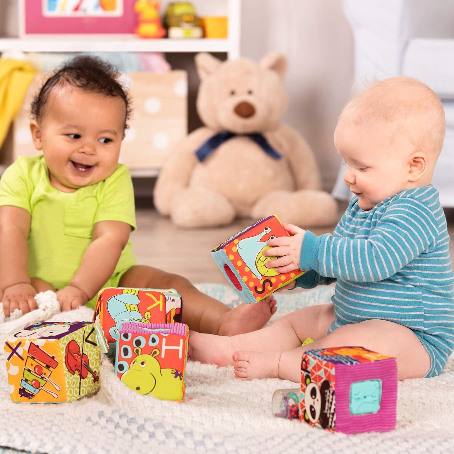 B. Toys ABC Block Party - Soft Fabric Building Blocks for Toddlers 6 Months+ 5