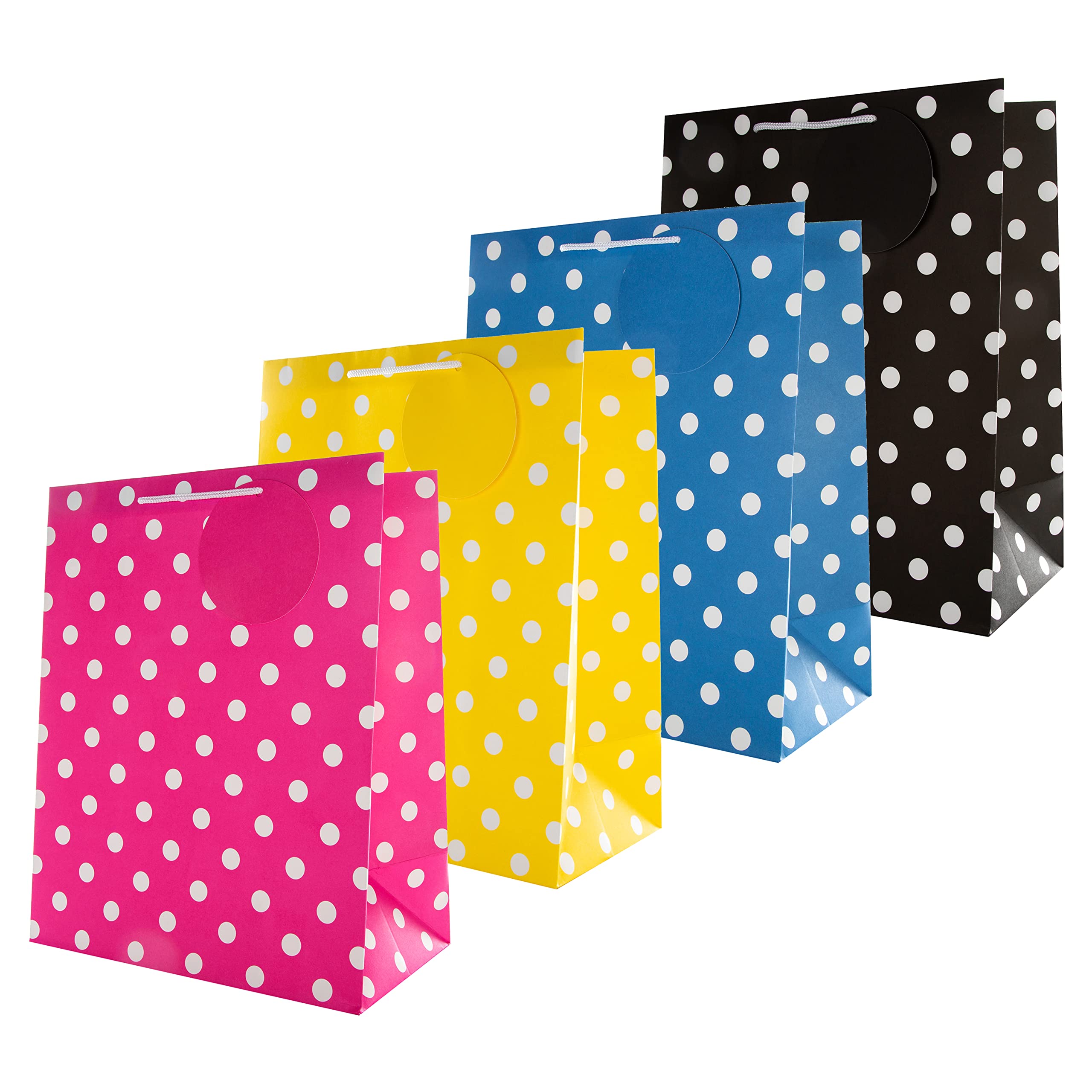 Hallmark Multi-Occasion Gift Bags Bundle - 4 Large Bags in Contemporary Polka Dot Design with Tags 1