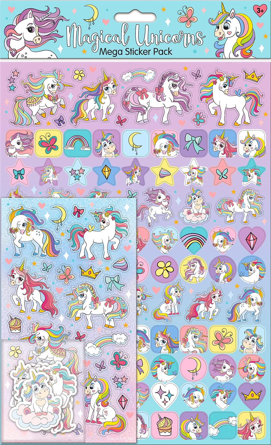 Paper Projects Magical Unicorns Mega Sticker Pack - Approx 150 Stickers | Glossy, Foiled & Die-Cut | Pink Fantasy Theme