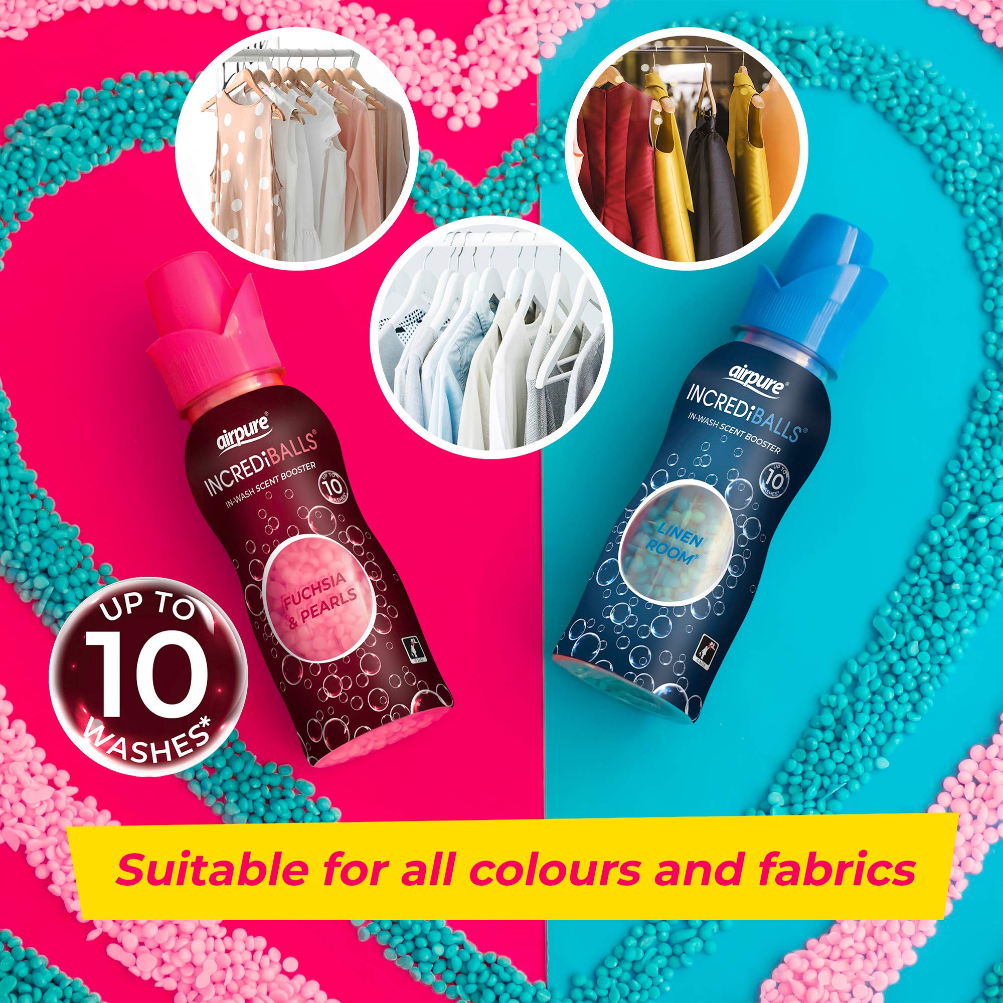 airpure INCREDiBALLS In-Wash Scent Booster - Fuchsia & Pearls Scent | 10 Washes | 128g 3